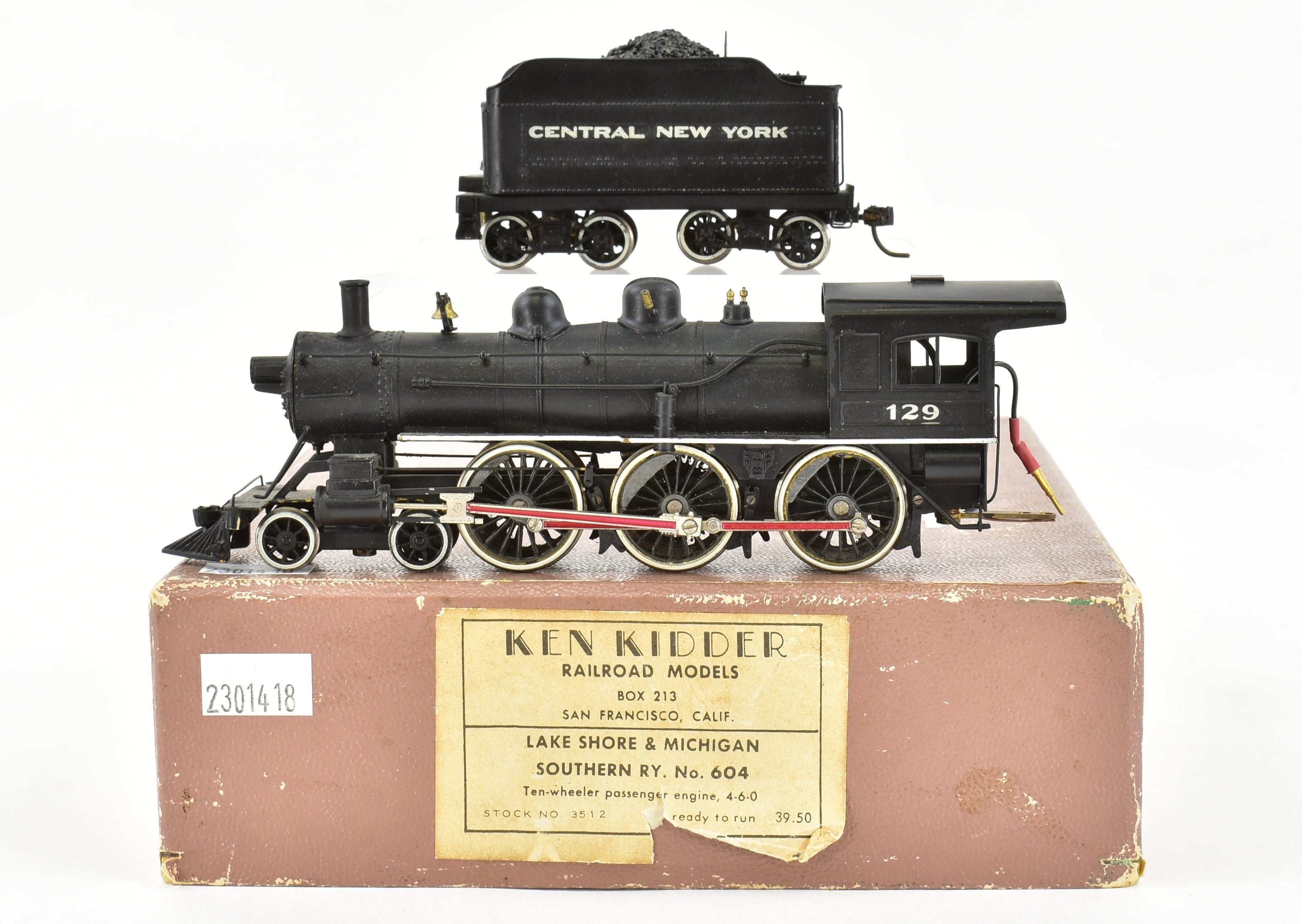 HO Scale Brass Model Train - Ken Kidder LS&MS (Lake Shore & Michigan Southern) NYC (New York Central) 4-6-0 Custom Painted Steam Locomotive