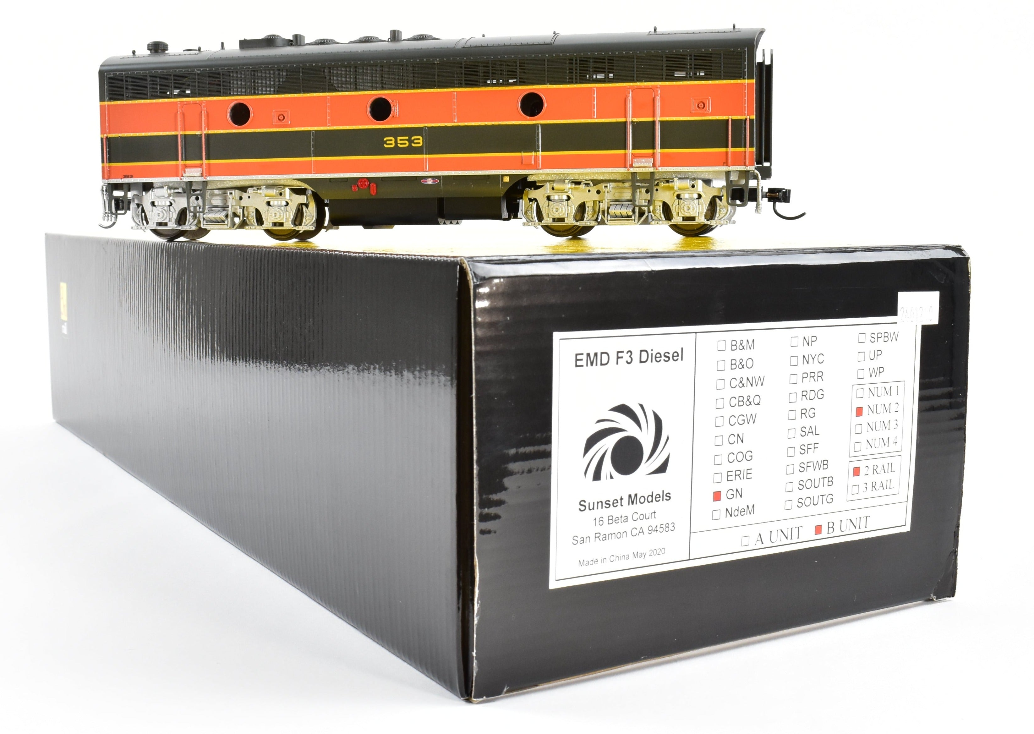 O Scale Sunset Models Great Northern EMD F3B Hybrid DCC Sound Road #353