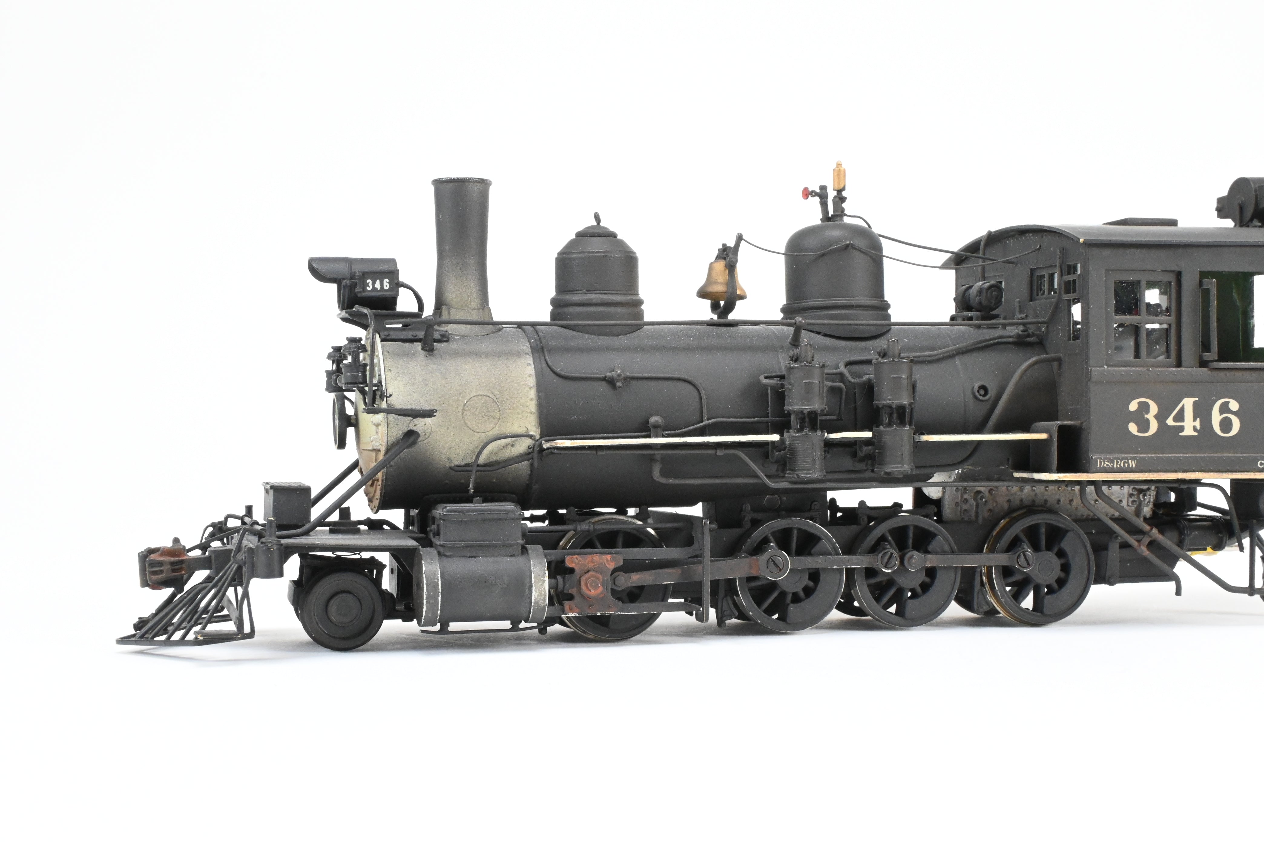 On3 Scale Brass Model Train - Balboa Scale Models' Exclusive Custom Denver & Rio Grande C-19 2-8-0 CP Locomotive with Correct Tender for Montezuma Lumber Co. #346, Featuring Added Details and SoundTraxx Tsunami DCC/Sound System