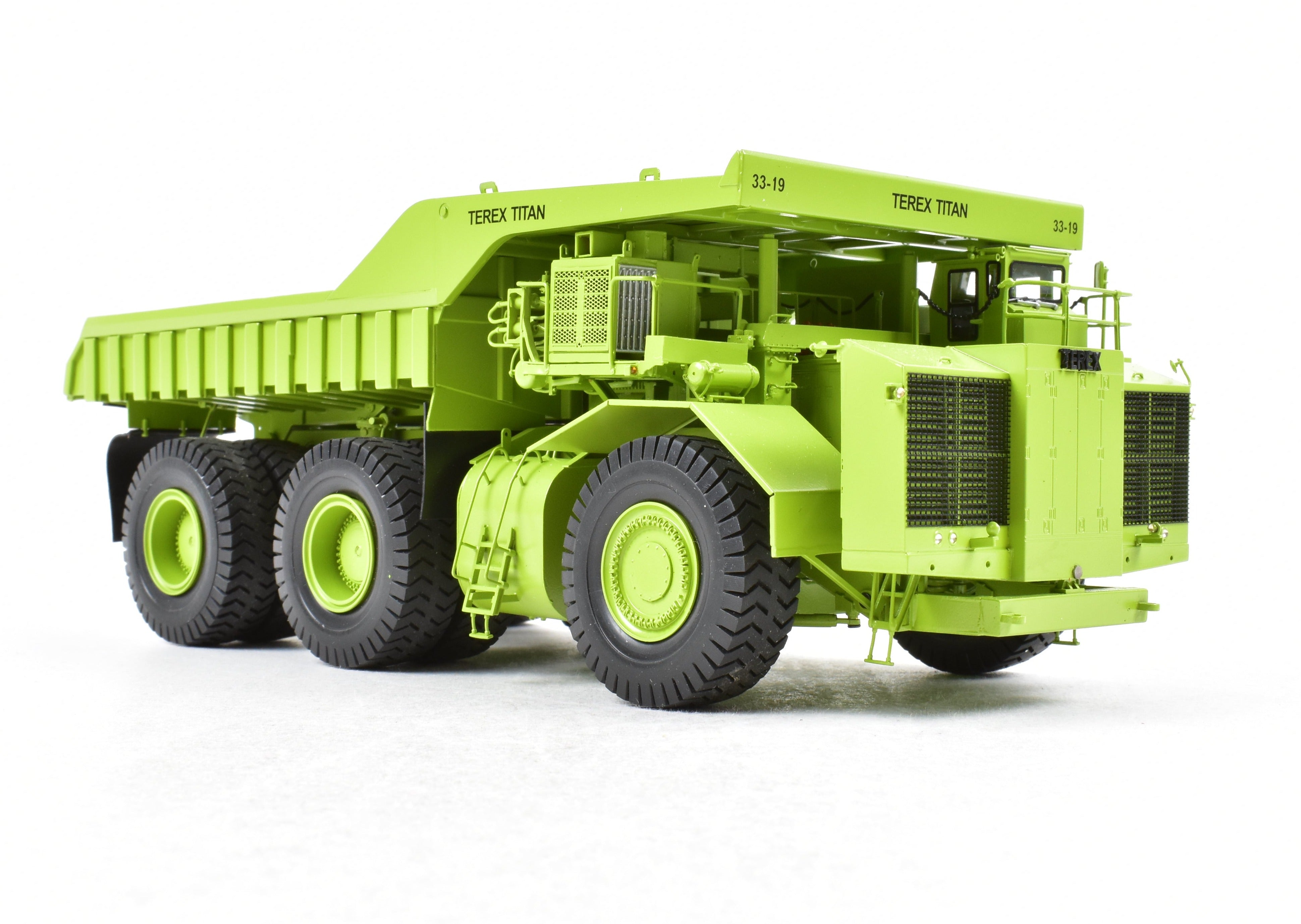 High - Quality HO Scale Brass Construction EMD Models Terex Titan 33 - 19 Hauler in Factory - Painted FP Green, A Rare and Sought - After Collectible Model