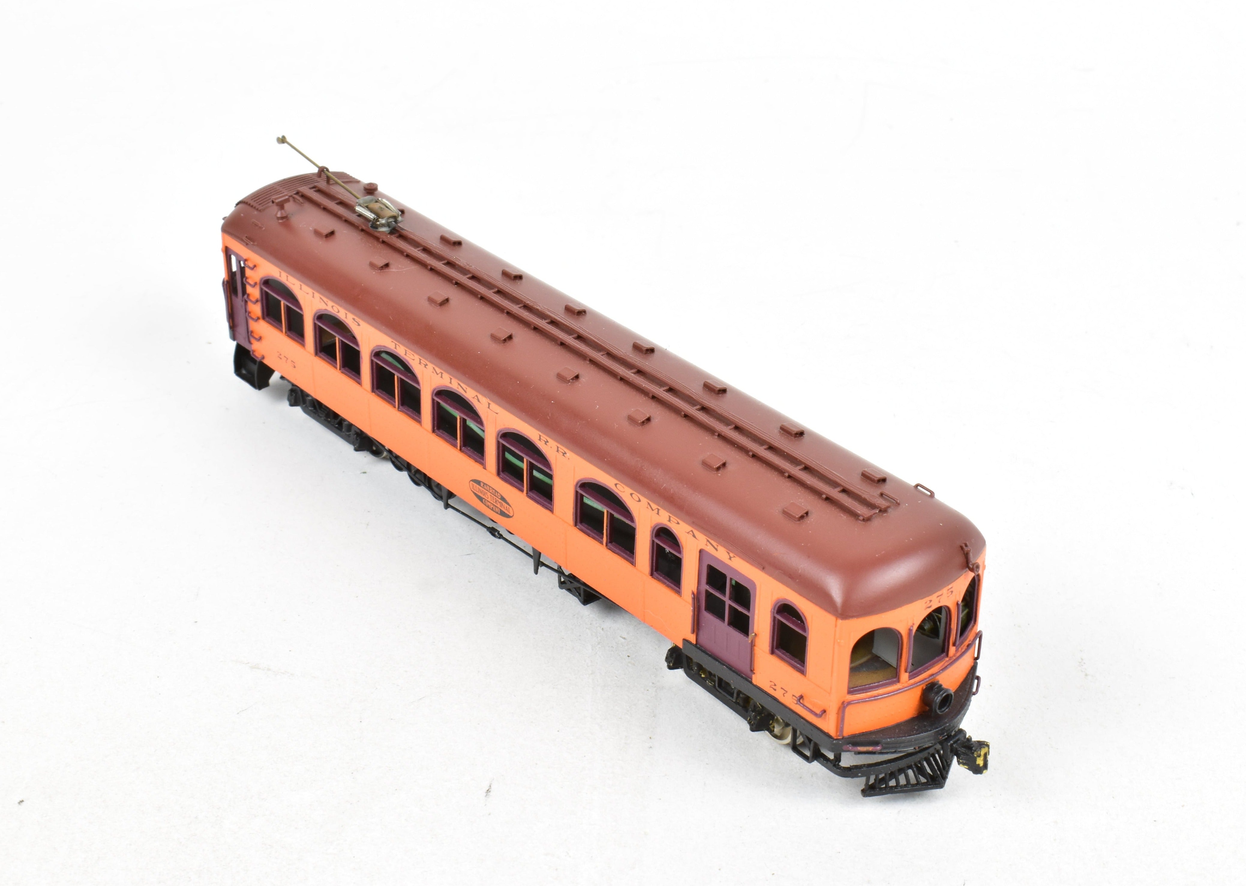 HO Scale Brass Illinois Traction Tangerine Flyer Powered Combine Model #275 by GSB Rail Associates with Custom Painting
