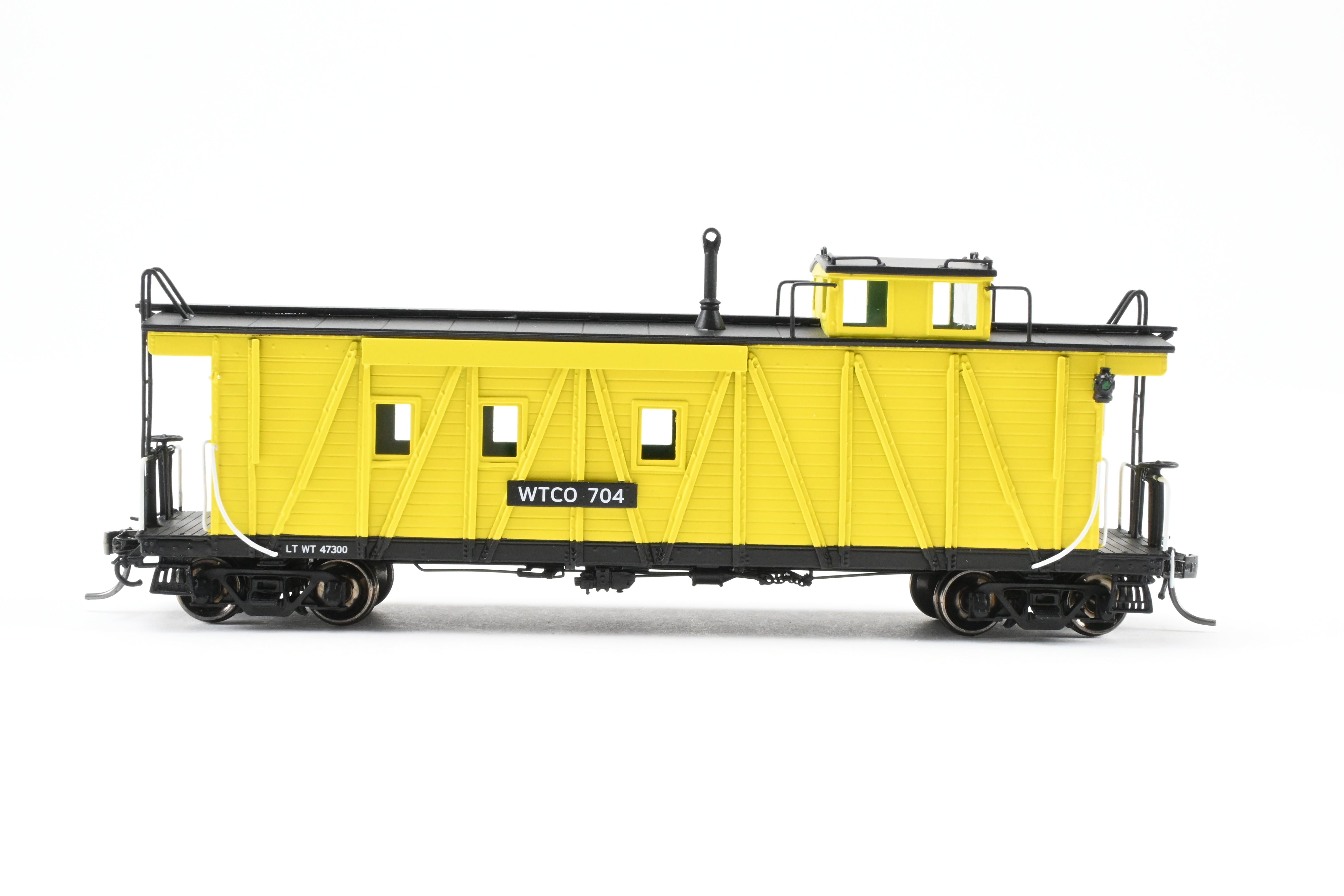 High - Quality HO Scale New Brass NBL - North Bank Line Weyerhaeuser Timber Caboose Model #704 FP in Bright Yellow