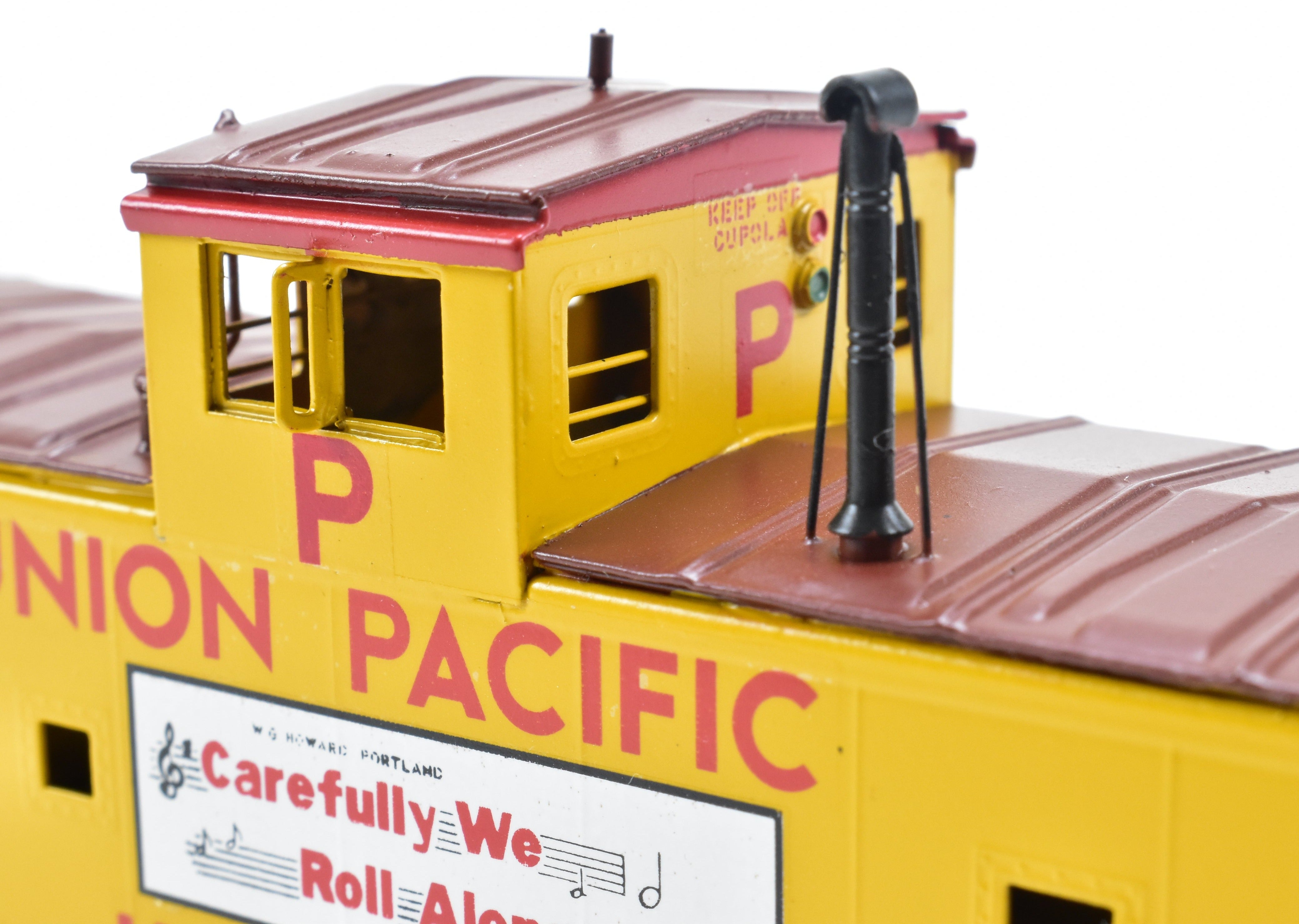 HO Scale Brass Union Pacific CA - 10 Caboose Model by Overland Models, Inc. (OMI) with Custom Paint and Slogan #25732