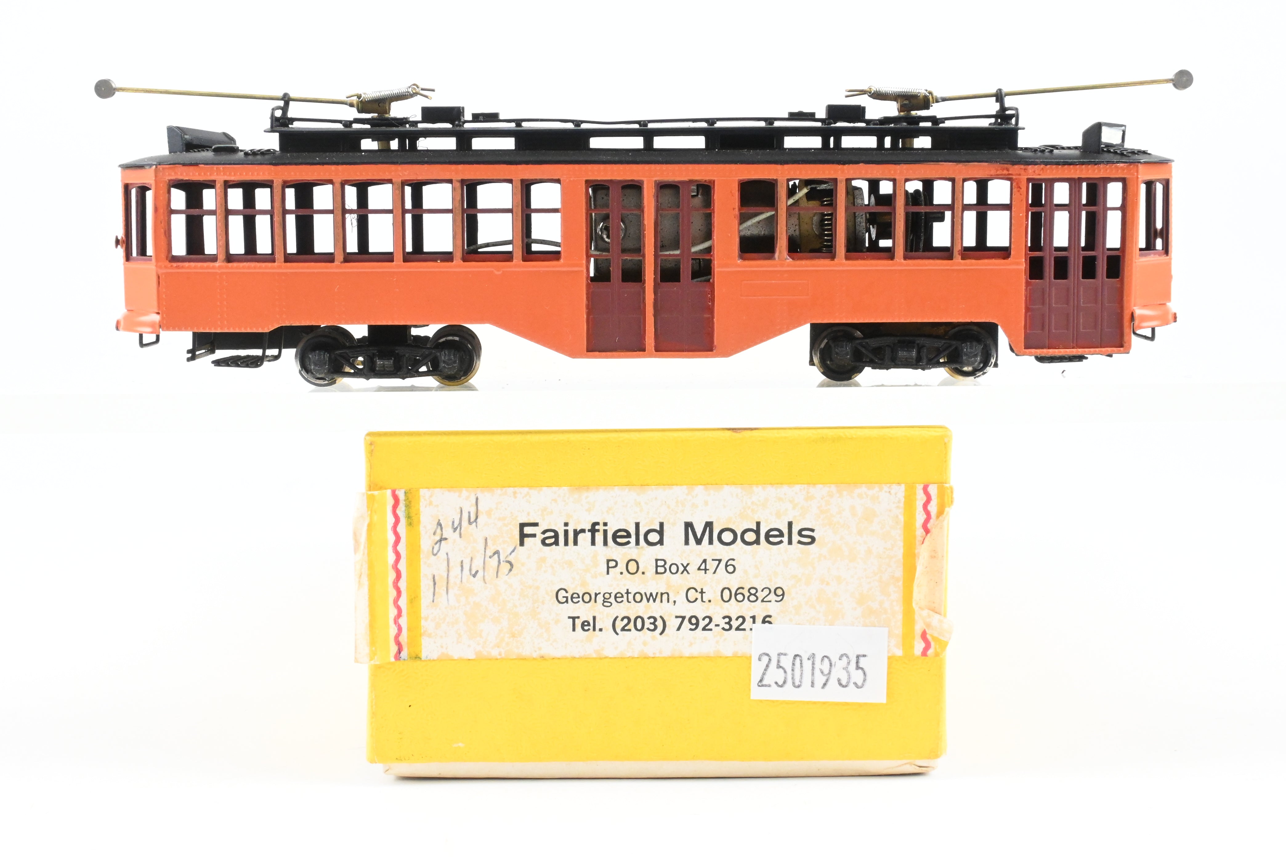 HO Scale Brass Fairfield Pittsburgh Railway Co. Unlettered Double End Trolley