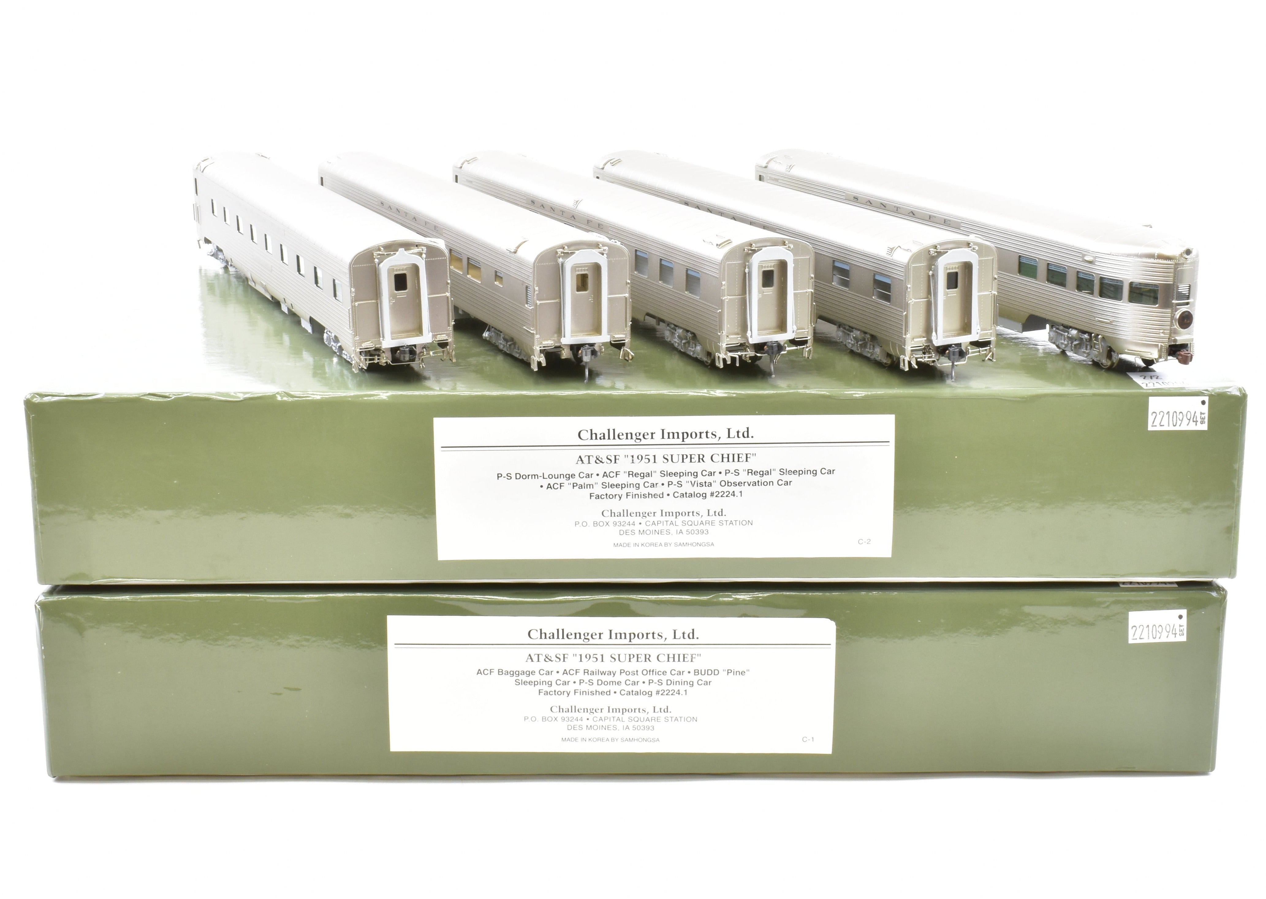 High - Quality HO Scale Brass Train Car Set - Challenger Imports ATSF - Santa Fe 1951 Super Chief 10 - Car Collection