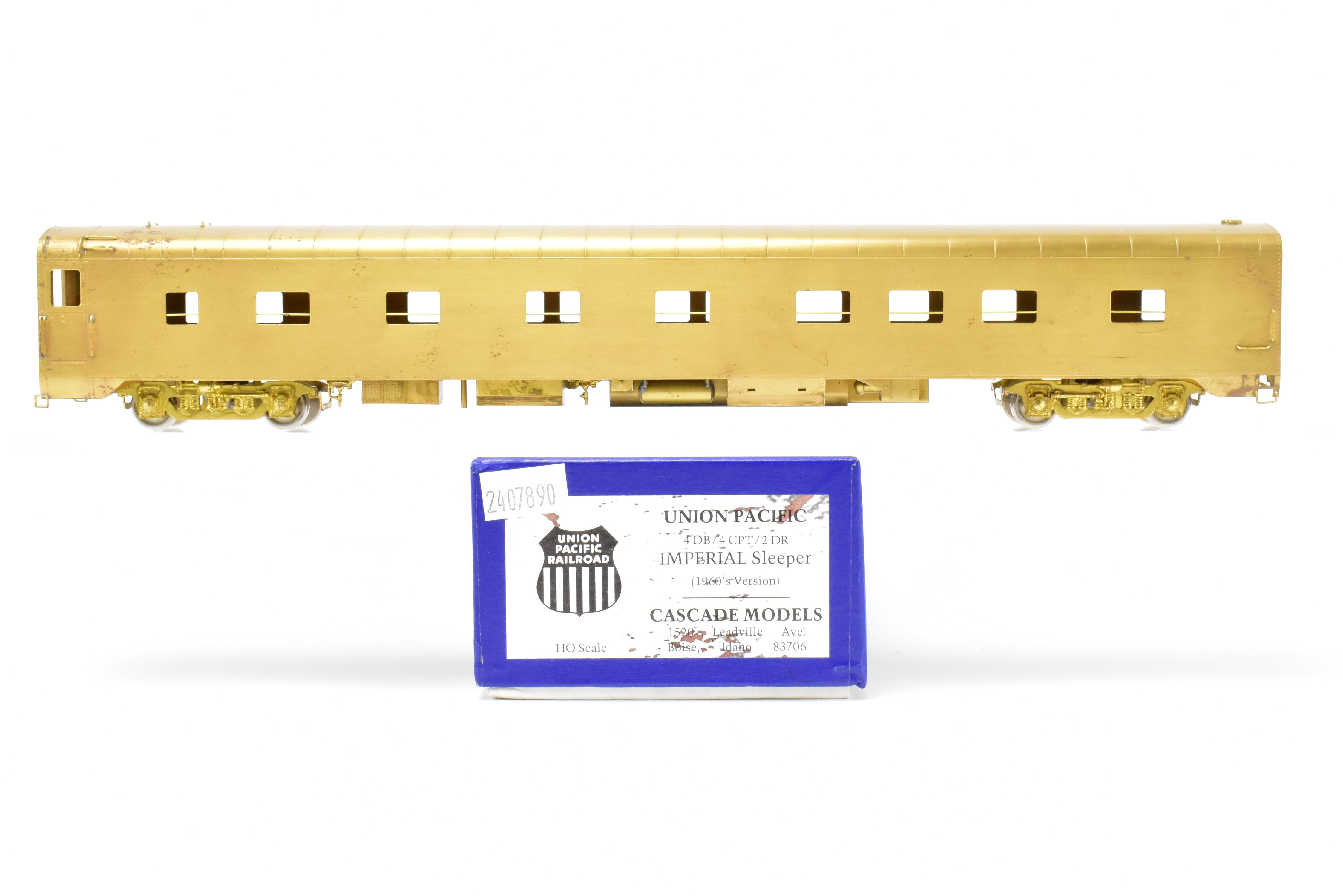 HO Scale Brass Model Train - Cascade Models Union Pacific Pullman Standard Imperial Series 4DB/4CPT/2DR Sleeper from the 1960s