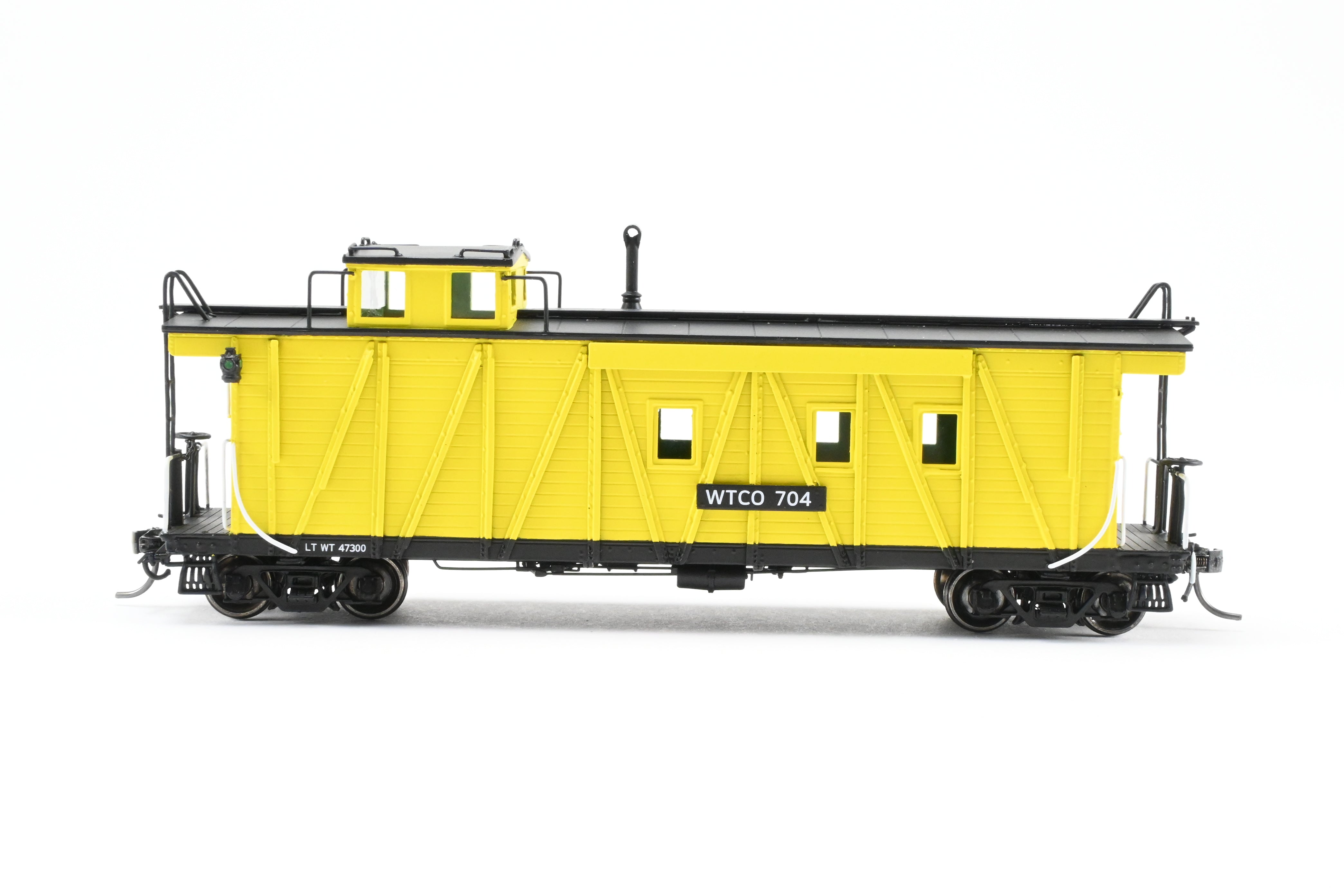 High - Quality HO Scale New Brass NBL - North Bank Line Weyerhaeuser Timber Caboose Model #704 FP in Bright Yellow