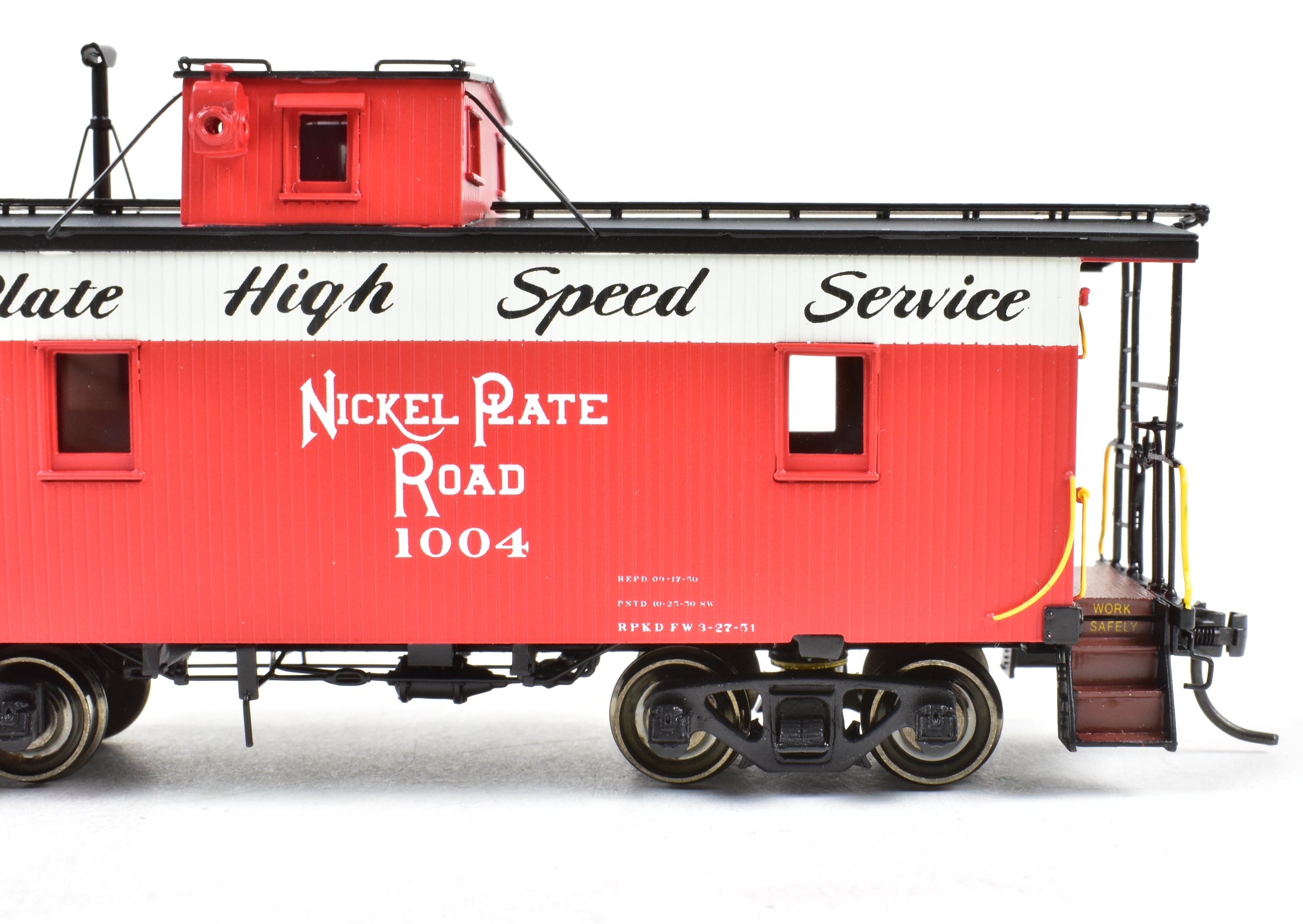 HO Scale Brass Division Point Nickel Plate Road 1000 Series 30-Foot Wood Caboose Model FP No. 1004 from New York City and St. Louis
