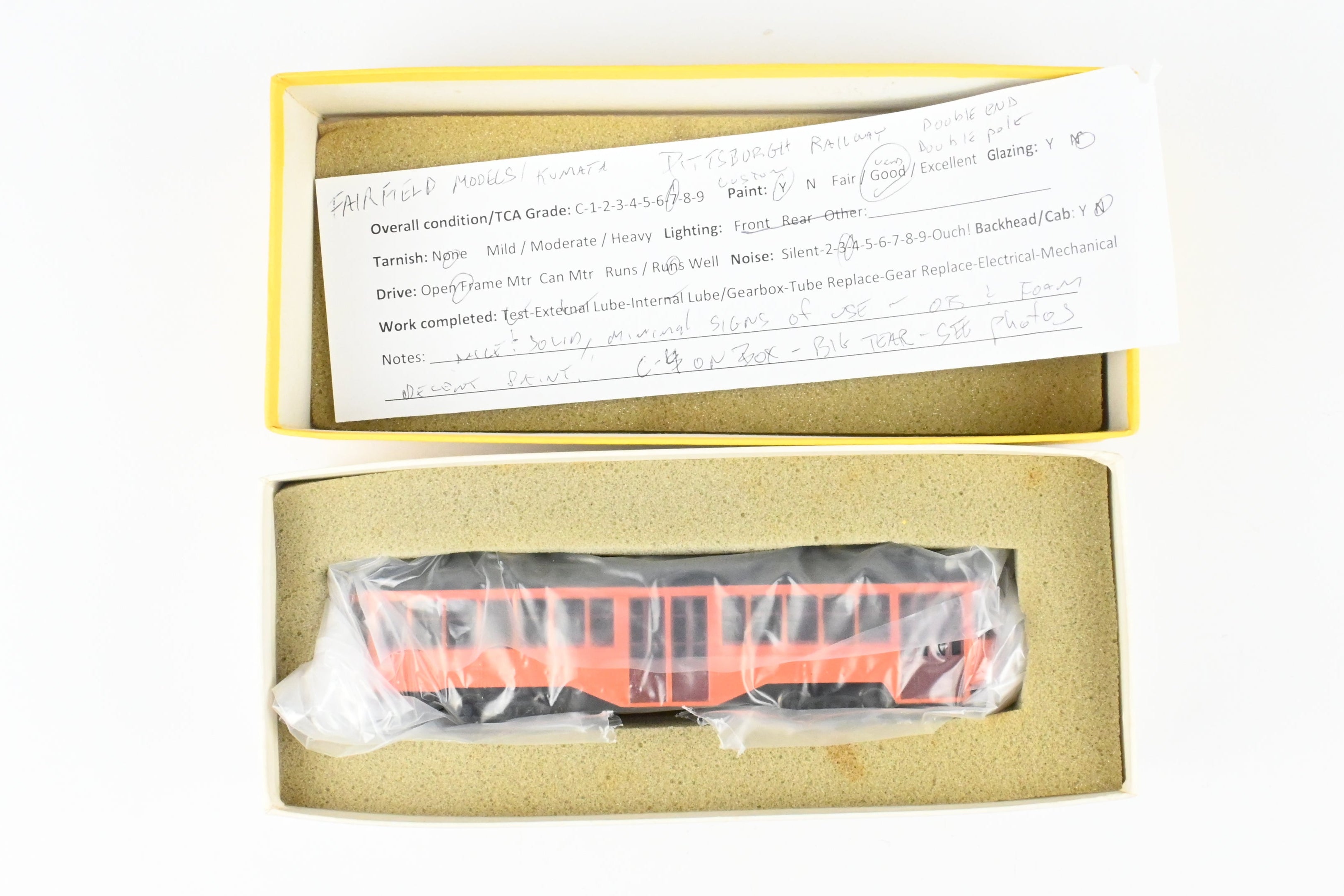 HO Scale Brass Fairfield Models Pittsburgh Railway Co. Double End Jones Trolley CP Unlettered - A Collectible Model Train