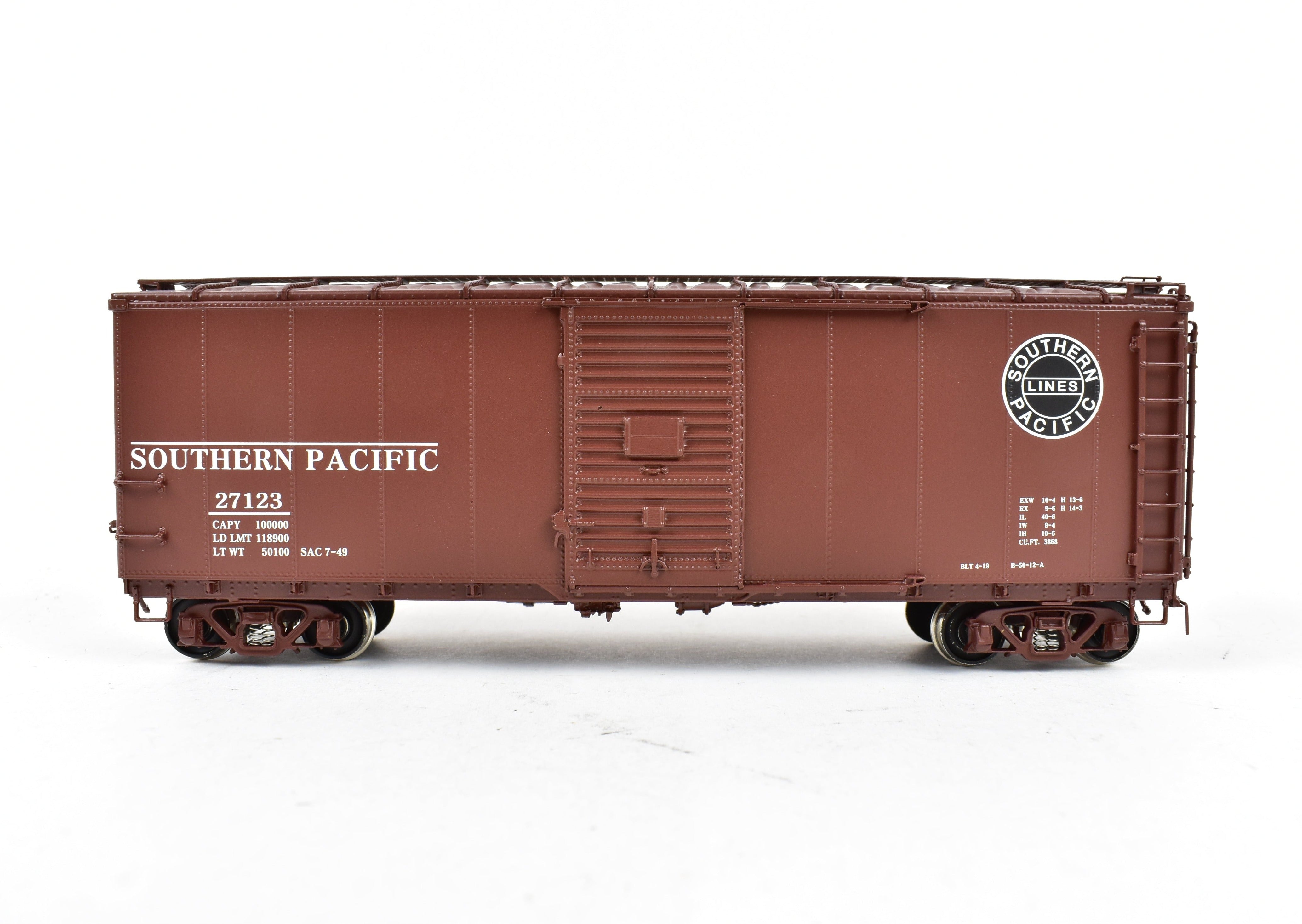 HO Scale Brass Challenger Imports CIL Southern Pacific Class B - 50 - 12 - A Rebuilt Steel Side Box Car Factory Painted with Number 27123