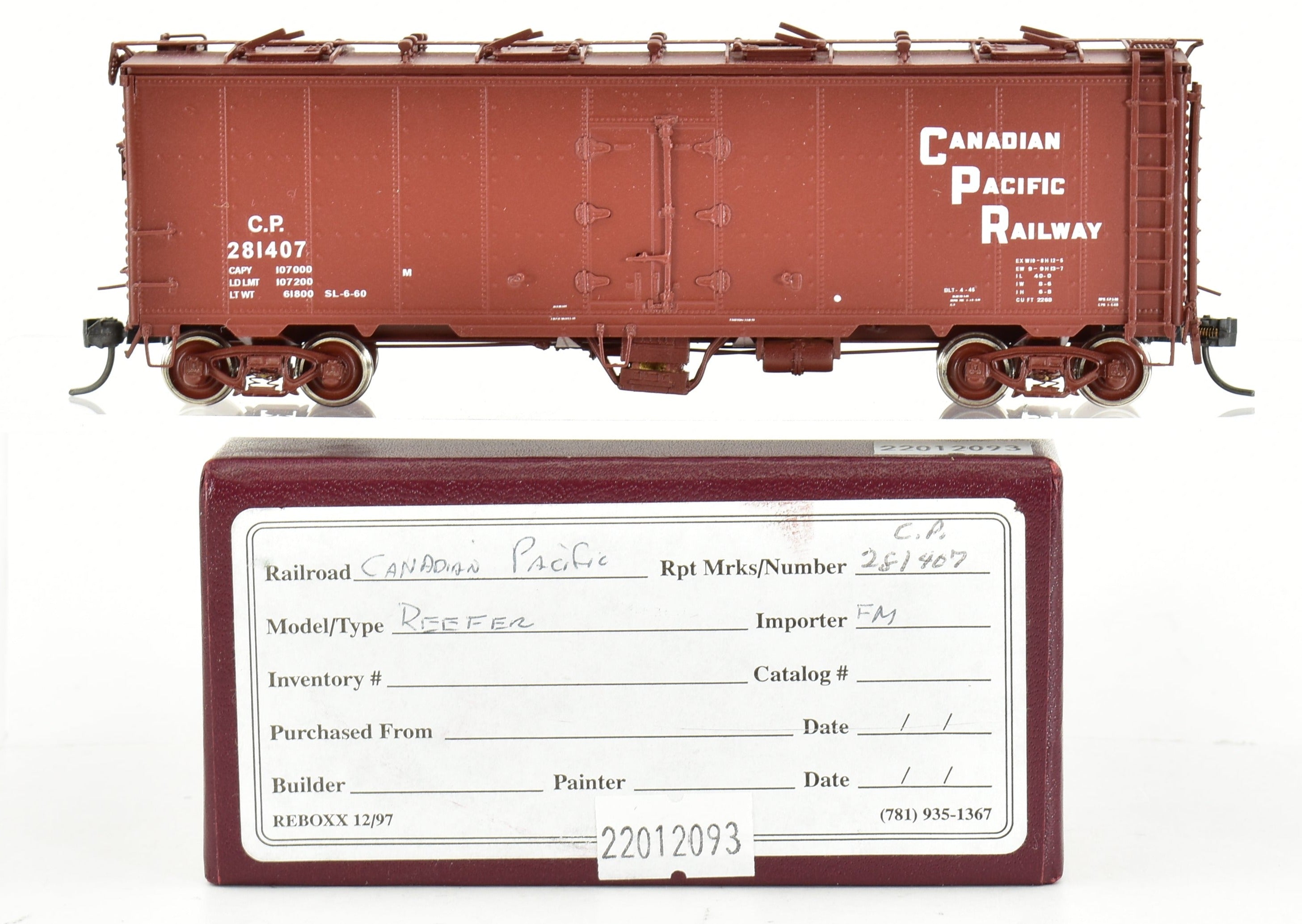 1986 HO Brass PFM - Van Hobbies Canadian Pacific 40 ft Ice Steel Reefer Model