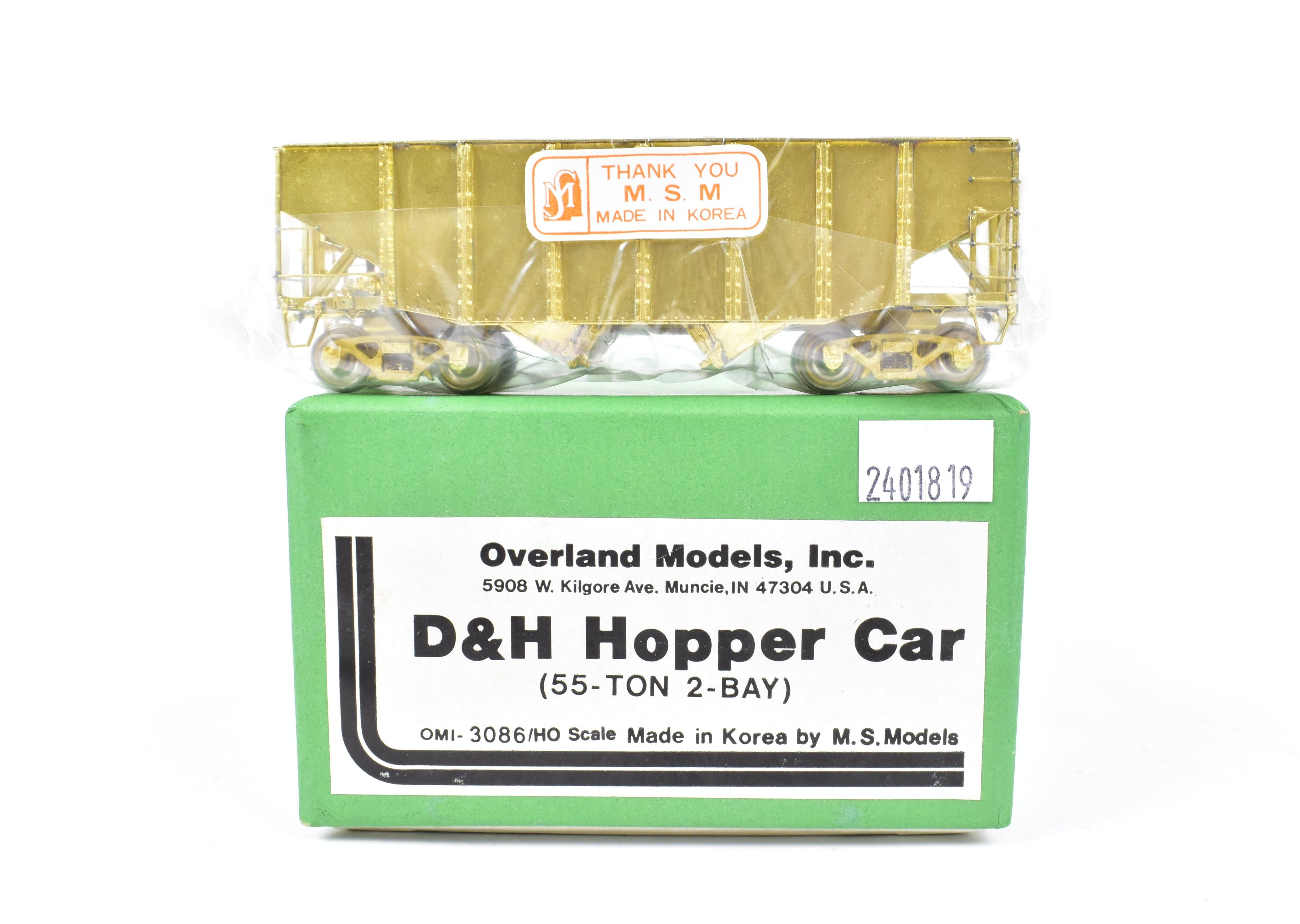 HO Brass OMI D&H 55-Ton 2-Bay Hopper in Near-New Condition