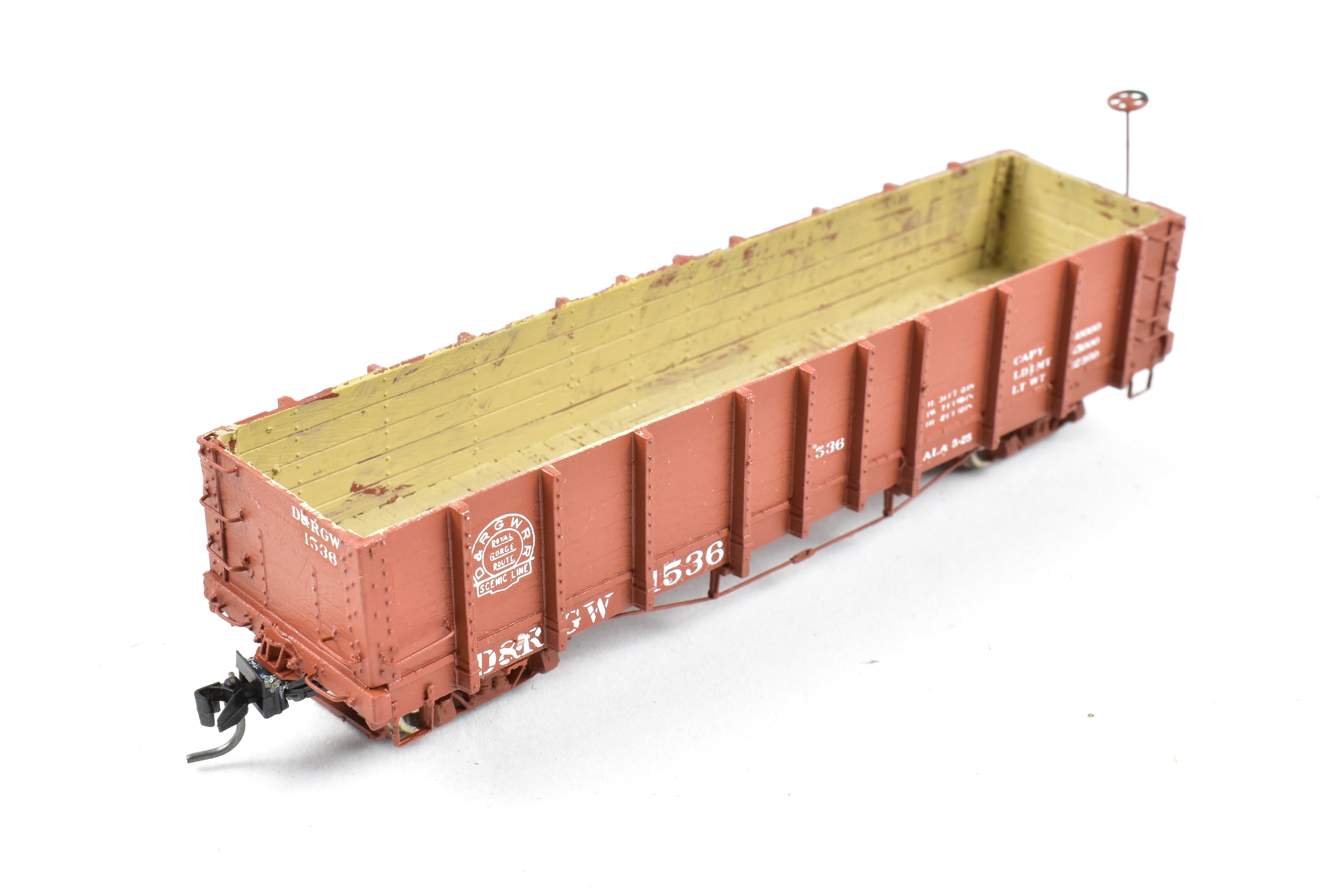1930s HOn3 Scale Pro - Built Denver & Rio Grande Western (D&RGW) Gondola Model by Leadville Supply Company, Herald #1536