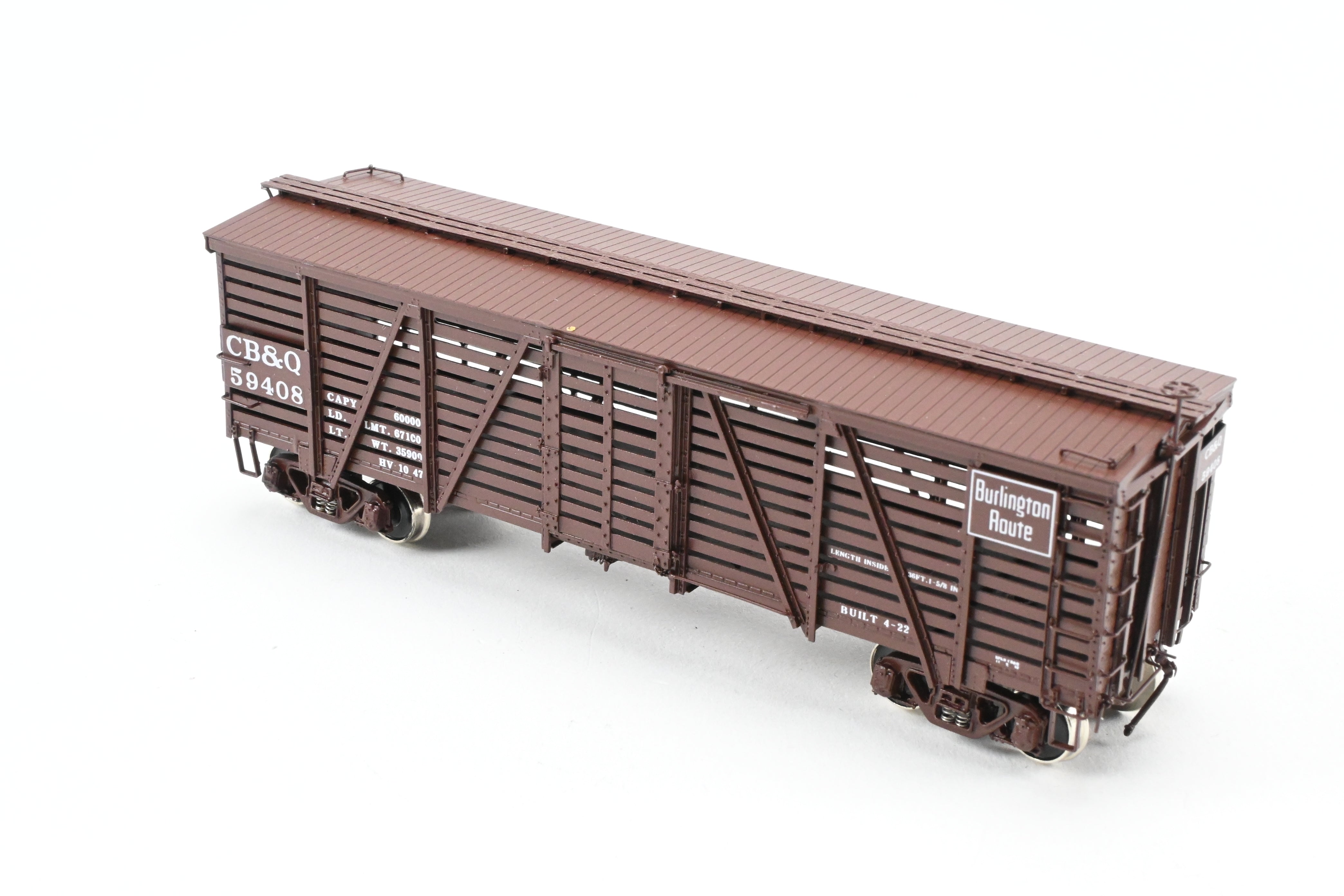 HO Scale Brass CIL - Challenger Imports CB&Q - Burlington Route Class SM-16 36-Foot Stock Car, Factory Painted, Road Number 59408