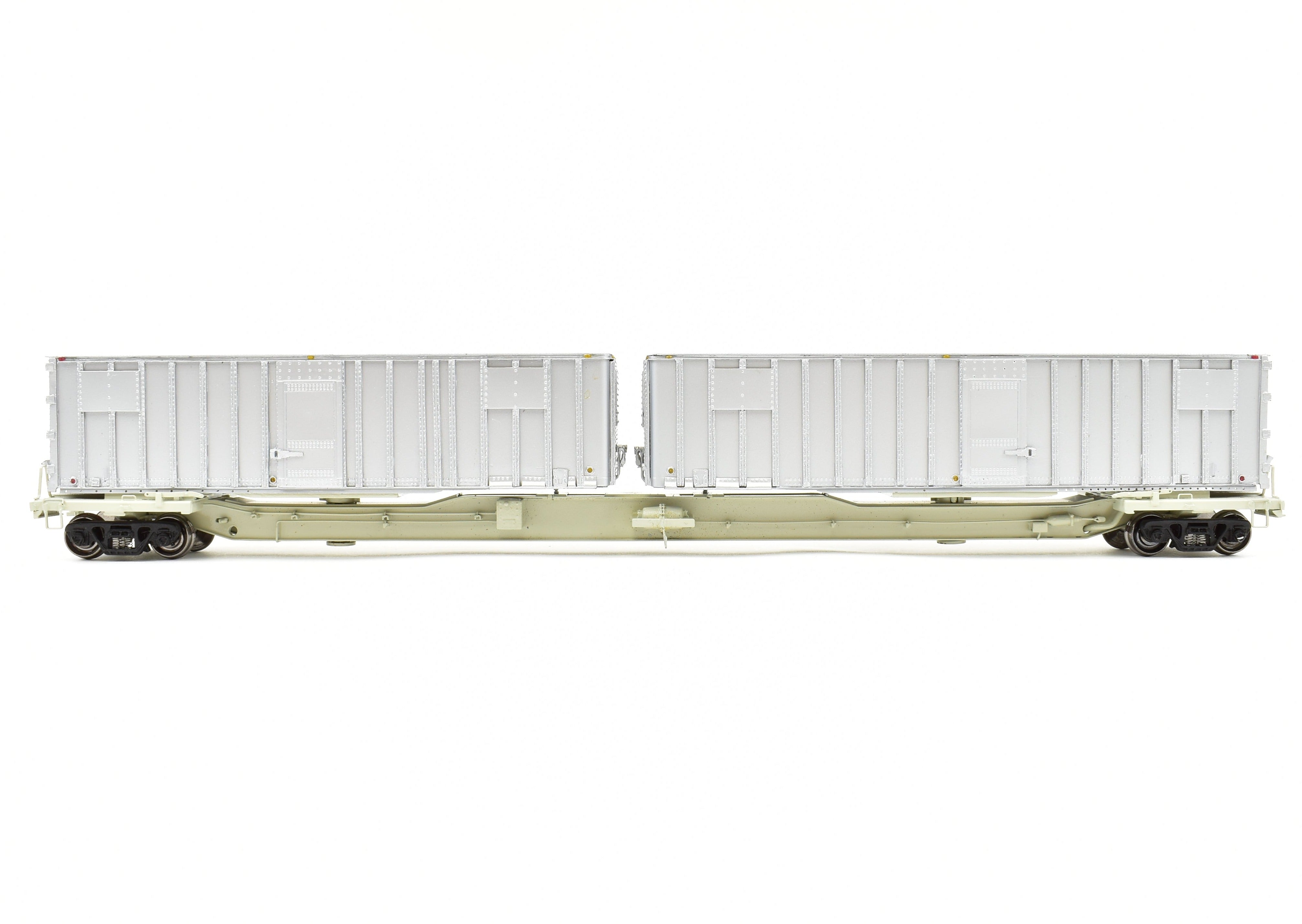 HO Scale Brass NYC - New York Central Flexi - Van Mk II 80' Flat Car with Trailers from Overland Models, Inc. (FP)