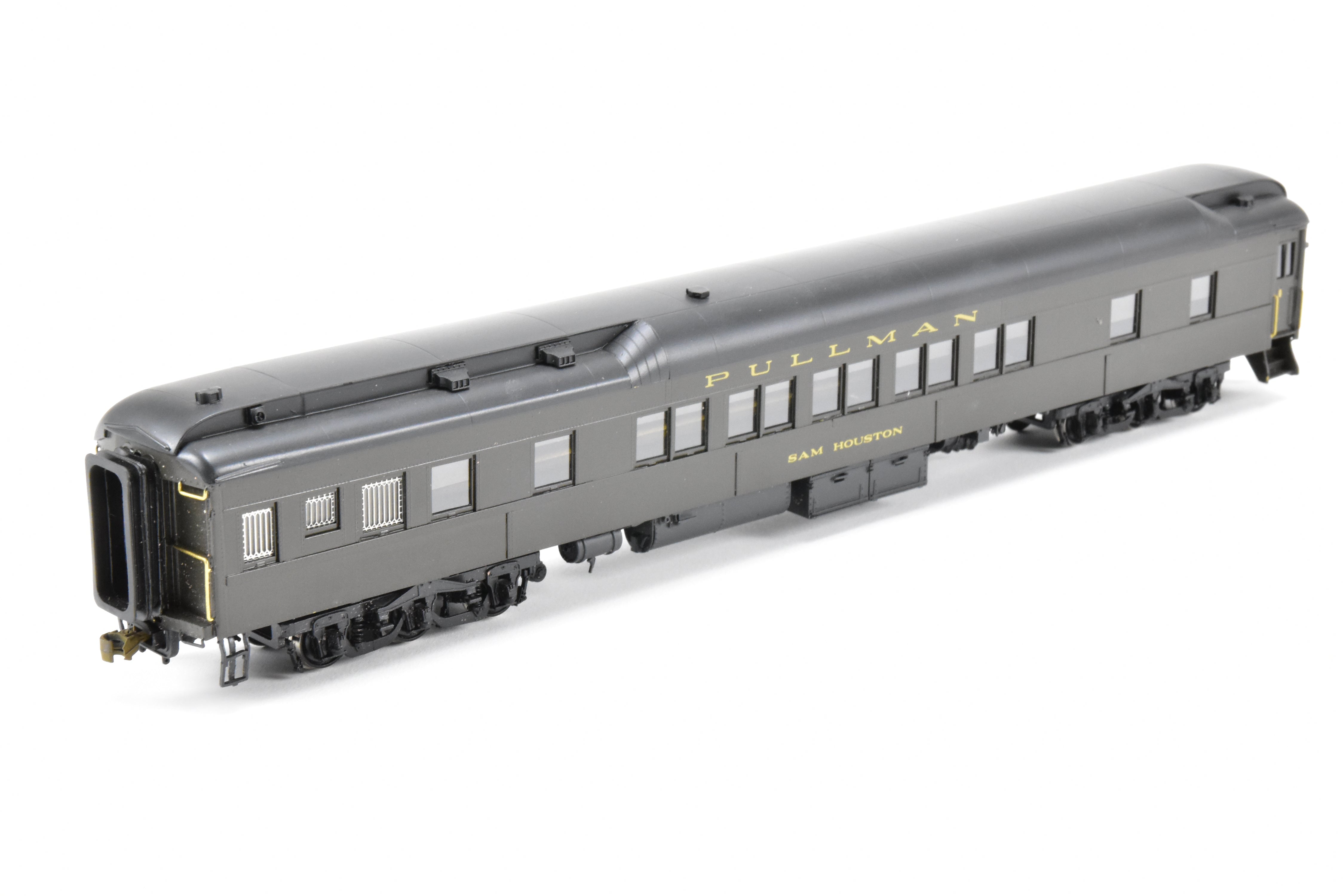 HO Scale Brass Precision Scale Co. (PSC) Pullman 80-Foot Sleeper Model with 10-1-2 Plan 4074 and Single Vestibule, Mechanically Air-Lettered 'Sam Houston'