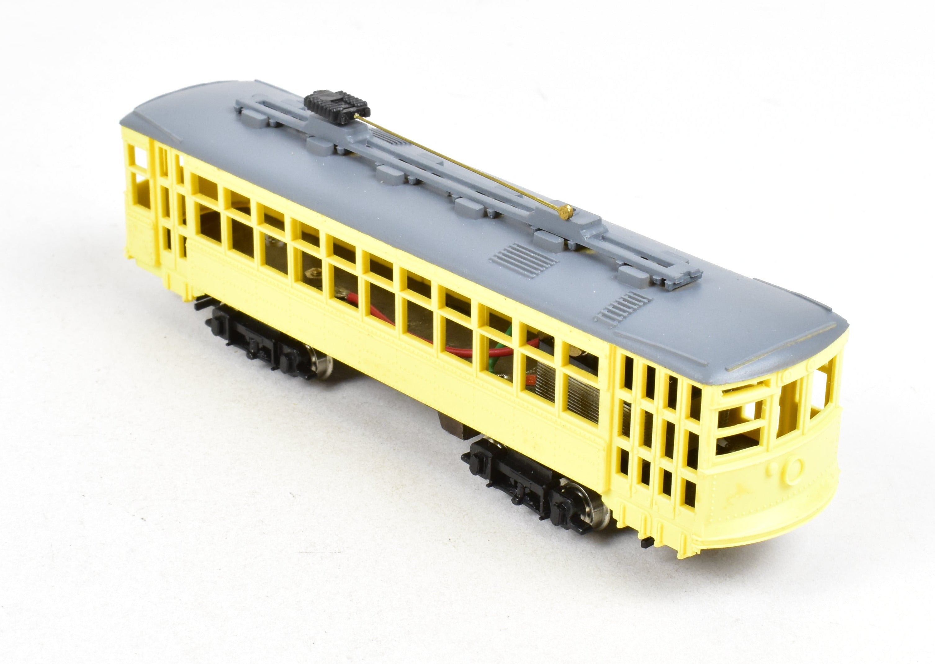 HO Scale American Car Co. Double - Truck Birney Trolley Model by Ken Kidder with Painted Plastic Body