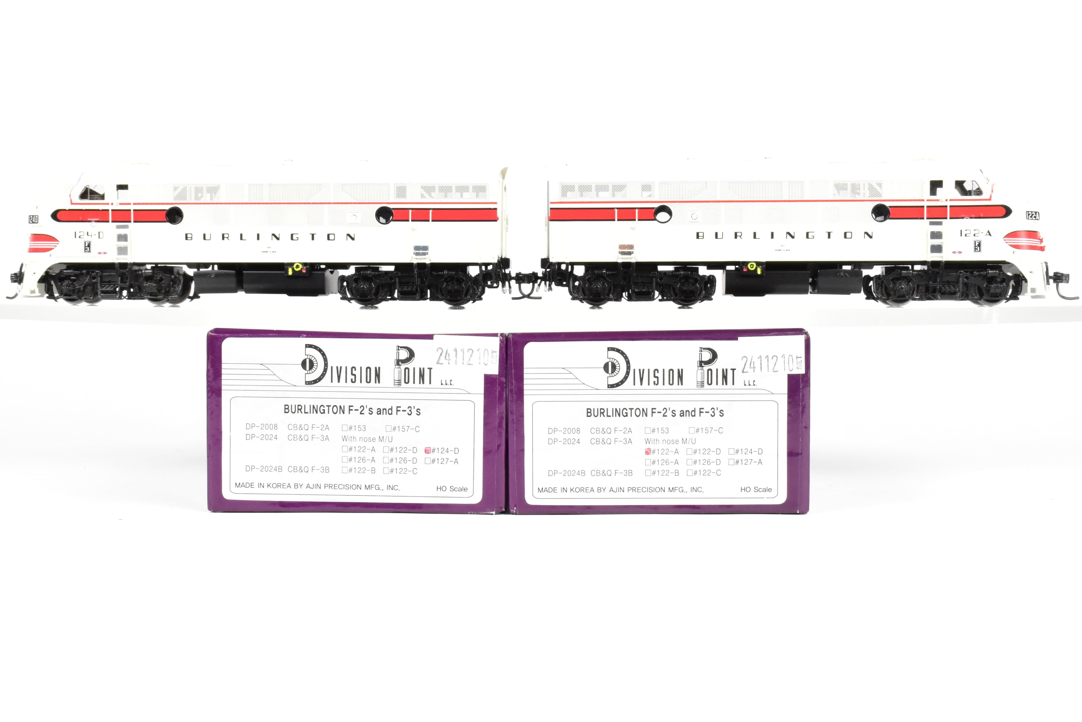 HO Scale Brass DVP Division Point EMD F3 A/A Set Factory Painted 122 - A/124 - D