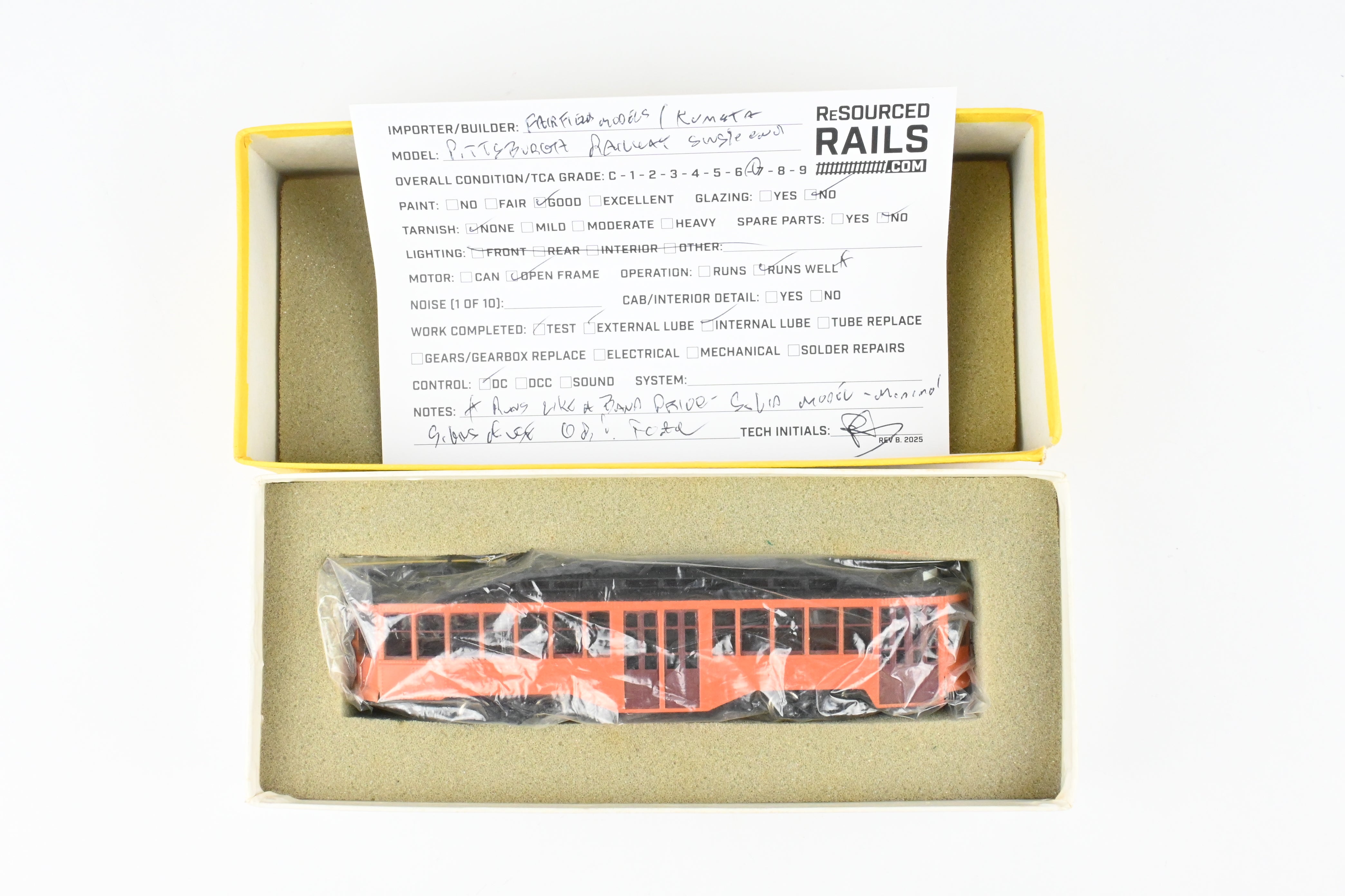 HO Scale Brass Fairfield Models Pittsburgh Railway Co. Single End Version Jones Trolley Car Collectible Model