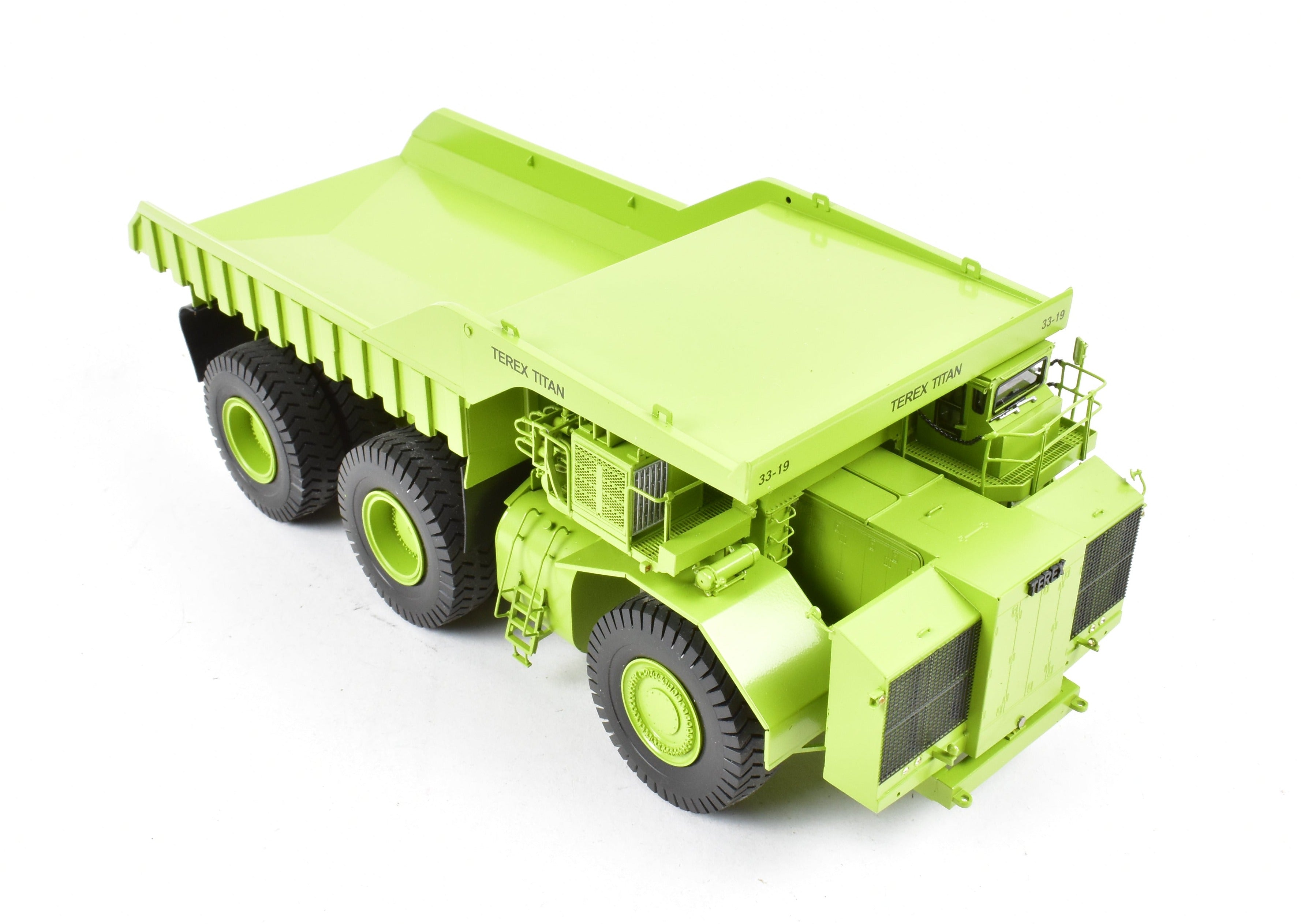 High - Quality HO Scale Brass Construction EMD Models Terex Titan 33 - 19 Hauler in Factory - Painted FP Green, A Rare and Sought - After Collectible Model