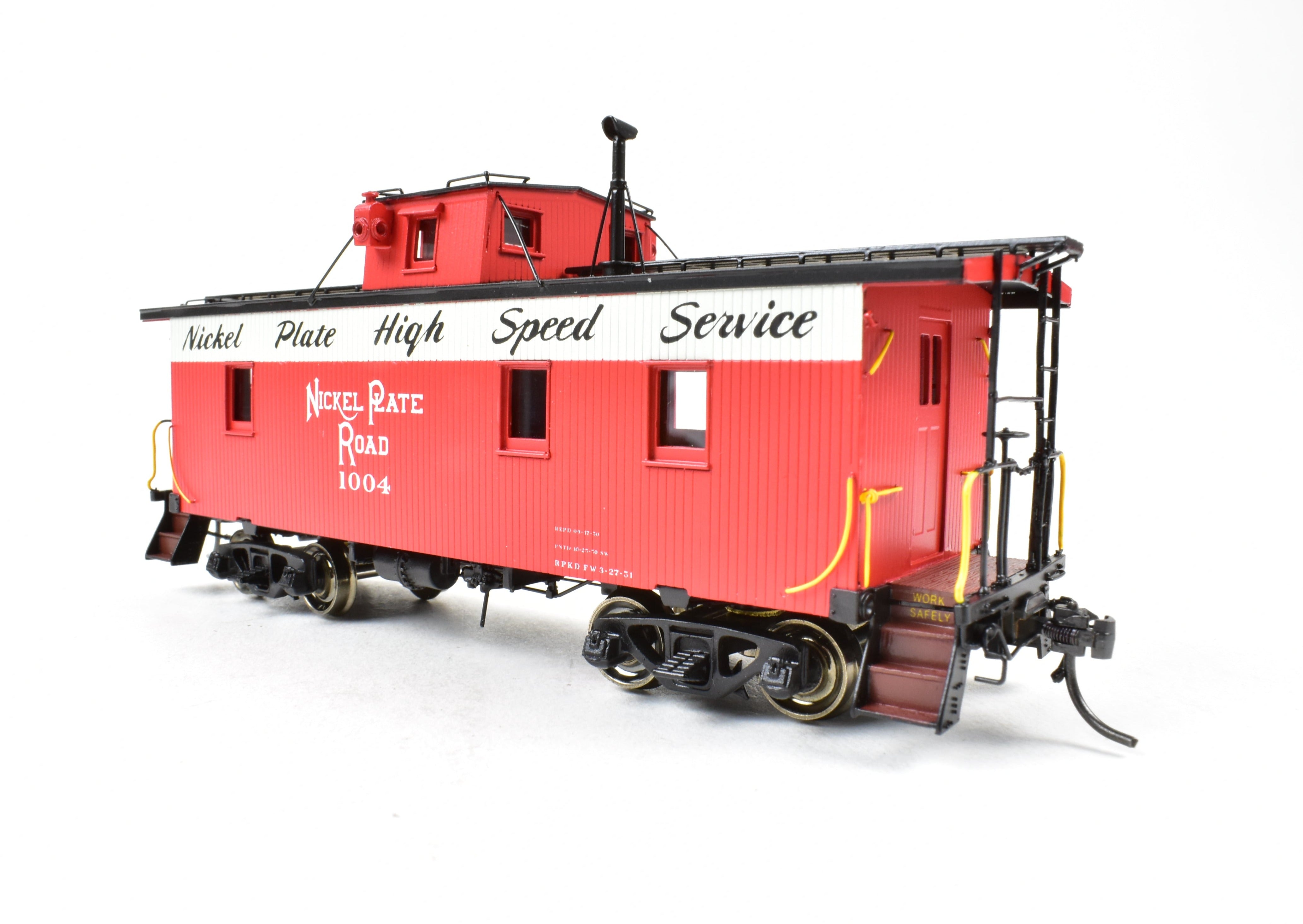 HO Scale Brass Division Point Nickel Plate Road 1000 Series 30-Foot Wood Caboose Model FP No. 1004 from New York City and St. Louis