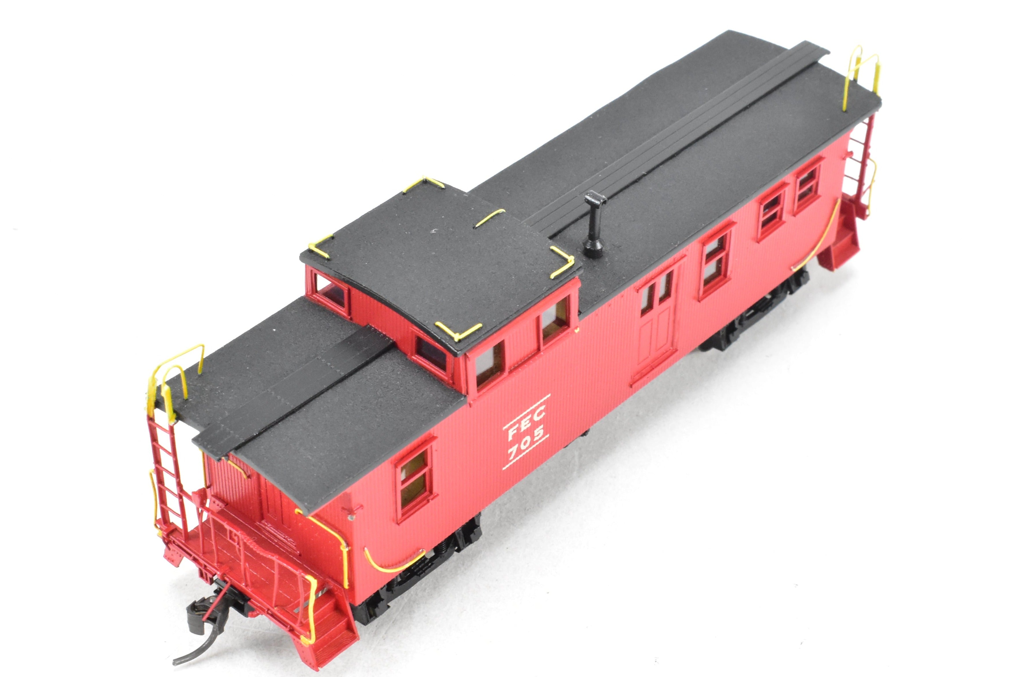 HO Scale Brass Model Train Caboose - OMI (Overland Models, Inc.) Florida East Coast Wood Side - Door Caboose, Car Number 705
