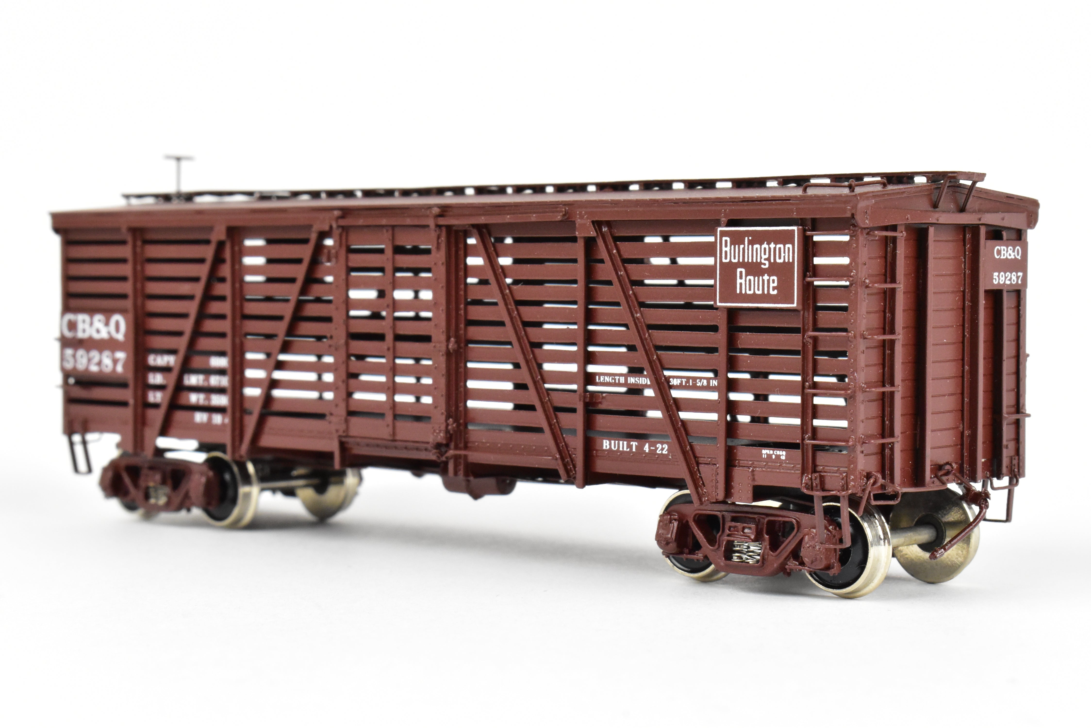 HO Scale Brass Challenger Imports CIL CB&Q - Burlington Route Class SM-16 36-Foot Stock Car Freight Package No. 59287