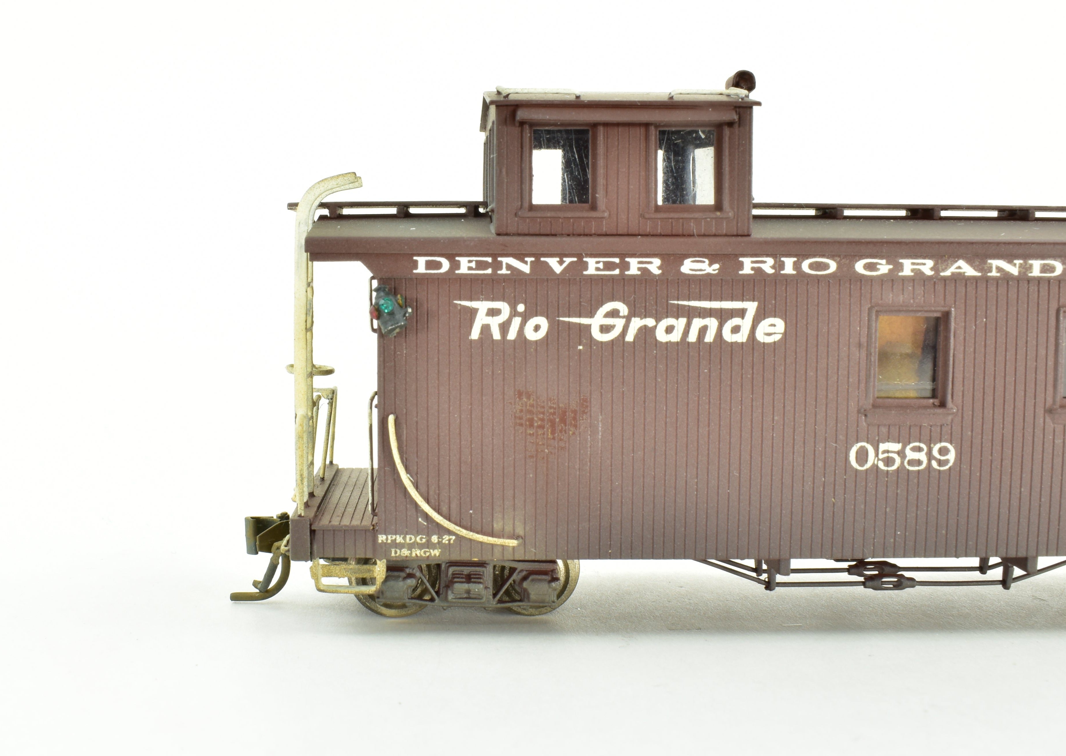 HOn3 Custom - Painted Brass Westside Model Co. D&RGW Long Caboose 0589
