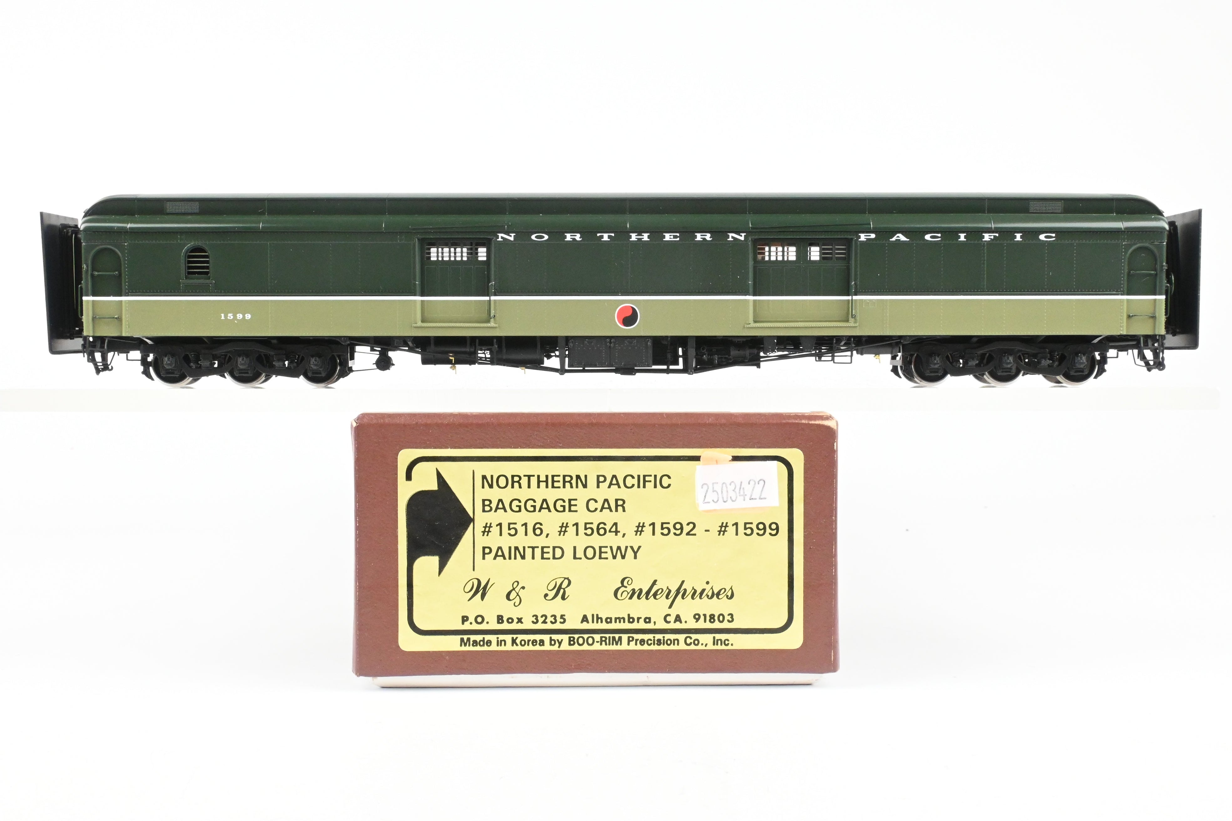 HO Brass W&R Enterprises NP - Northern Pacific Factory - Painted Loewy Truss Rod Baggage Car No. 1599