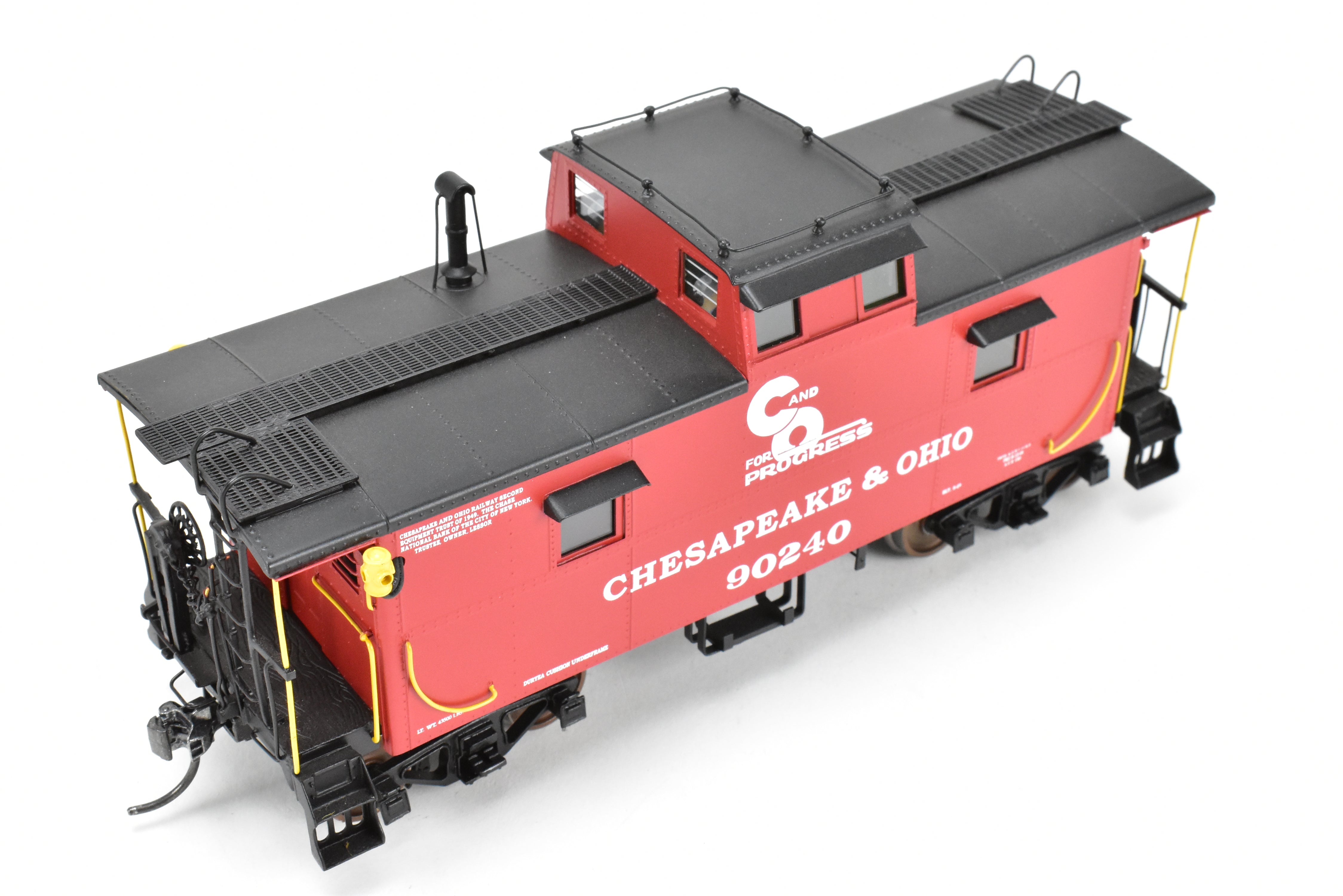 1:48th O Scale Brass Sunset 2-Rail C&O Chesapeake & Ohio Red/Black Steel Caboose #90240