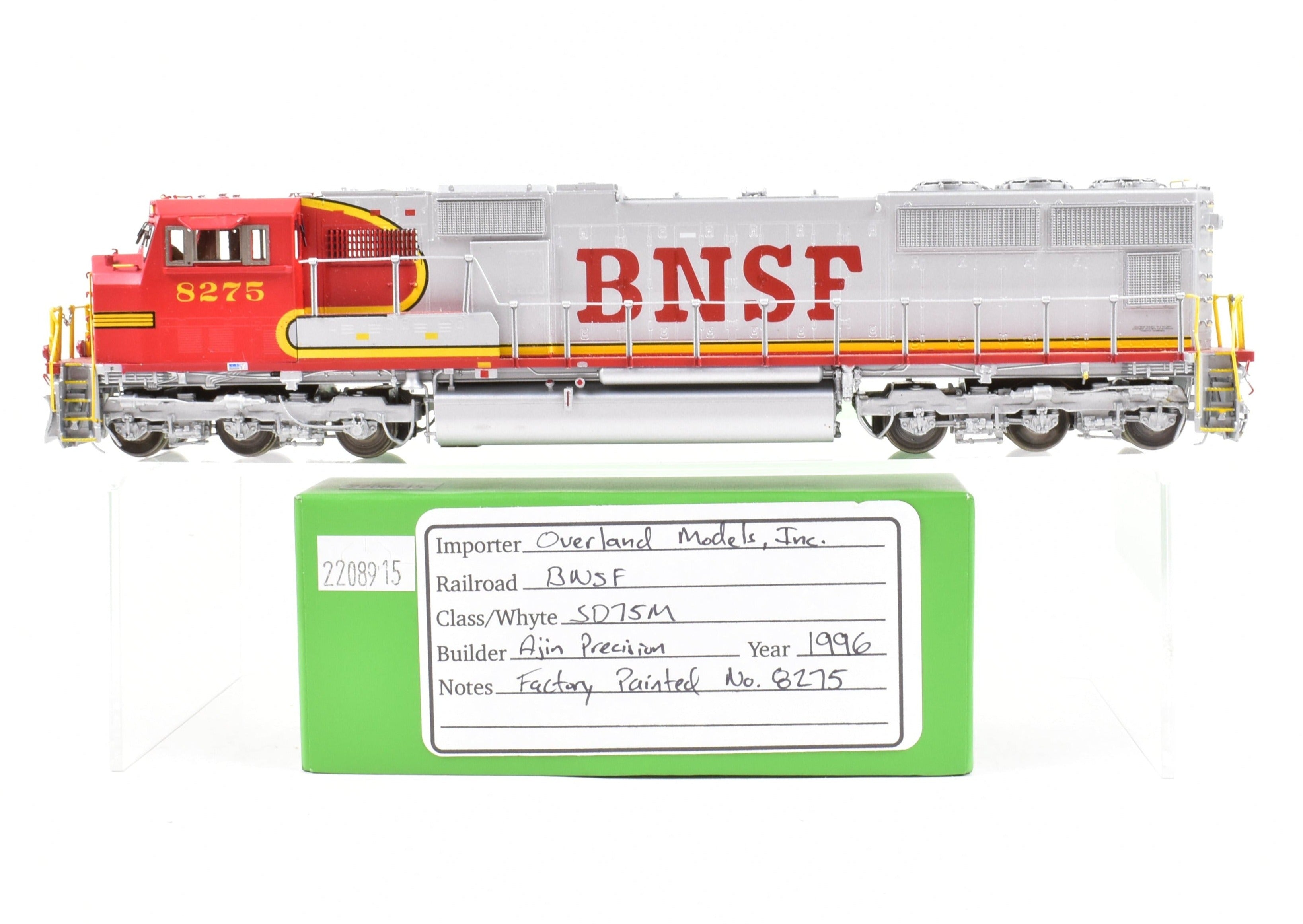 HO Scale Brass Model Train - Overland Models, Inc. BNSF - Burlington Northern Santa Fe EMD SD75M FP Locomotive #8275 REBOXX