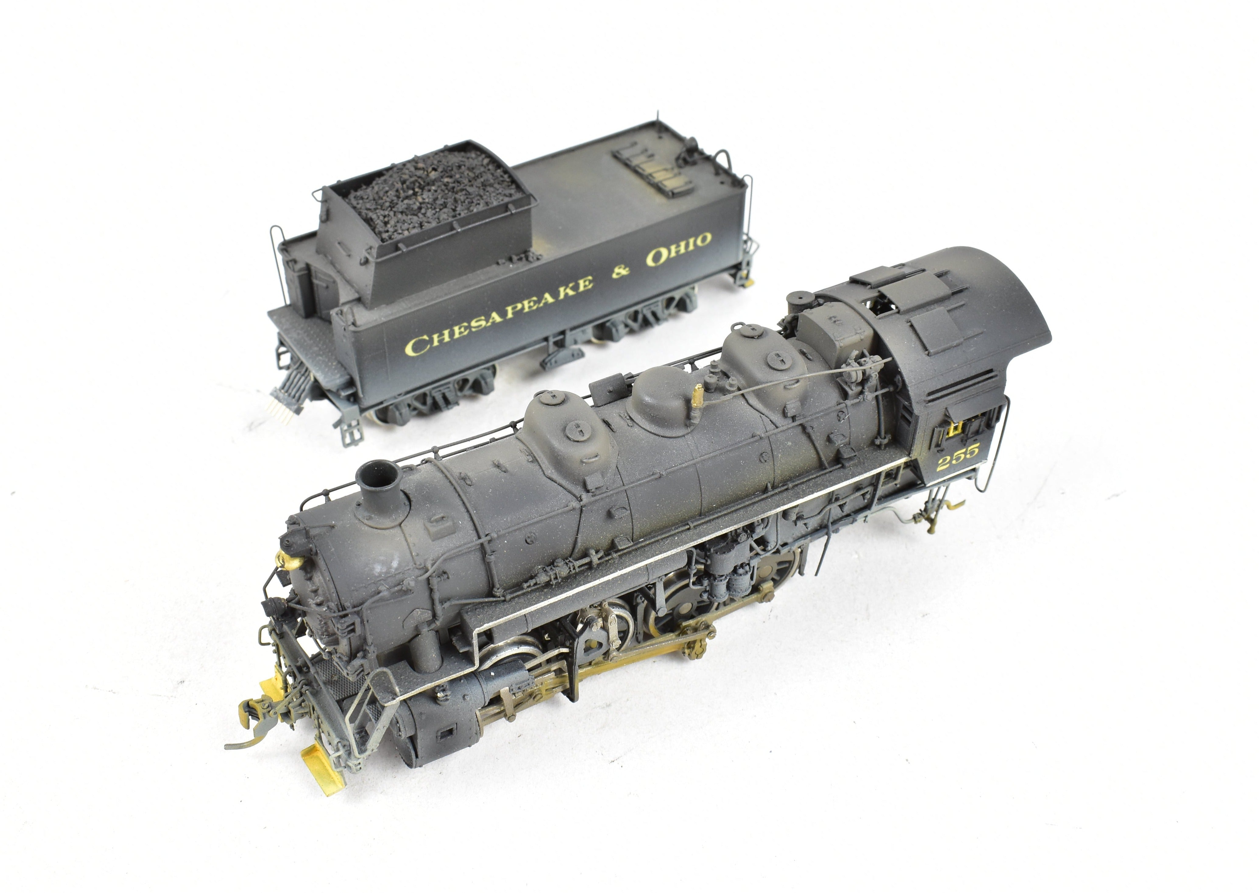 HO Scale Brass Precision Scale Co. Chesapeake & Ohio Class C - 16 0 - 8 - 0 FP Model Locomotive with Weathered No. 255, Equipped with DCC & Sound Function