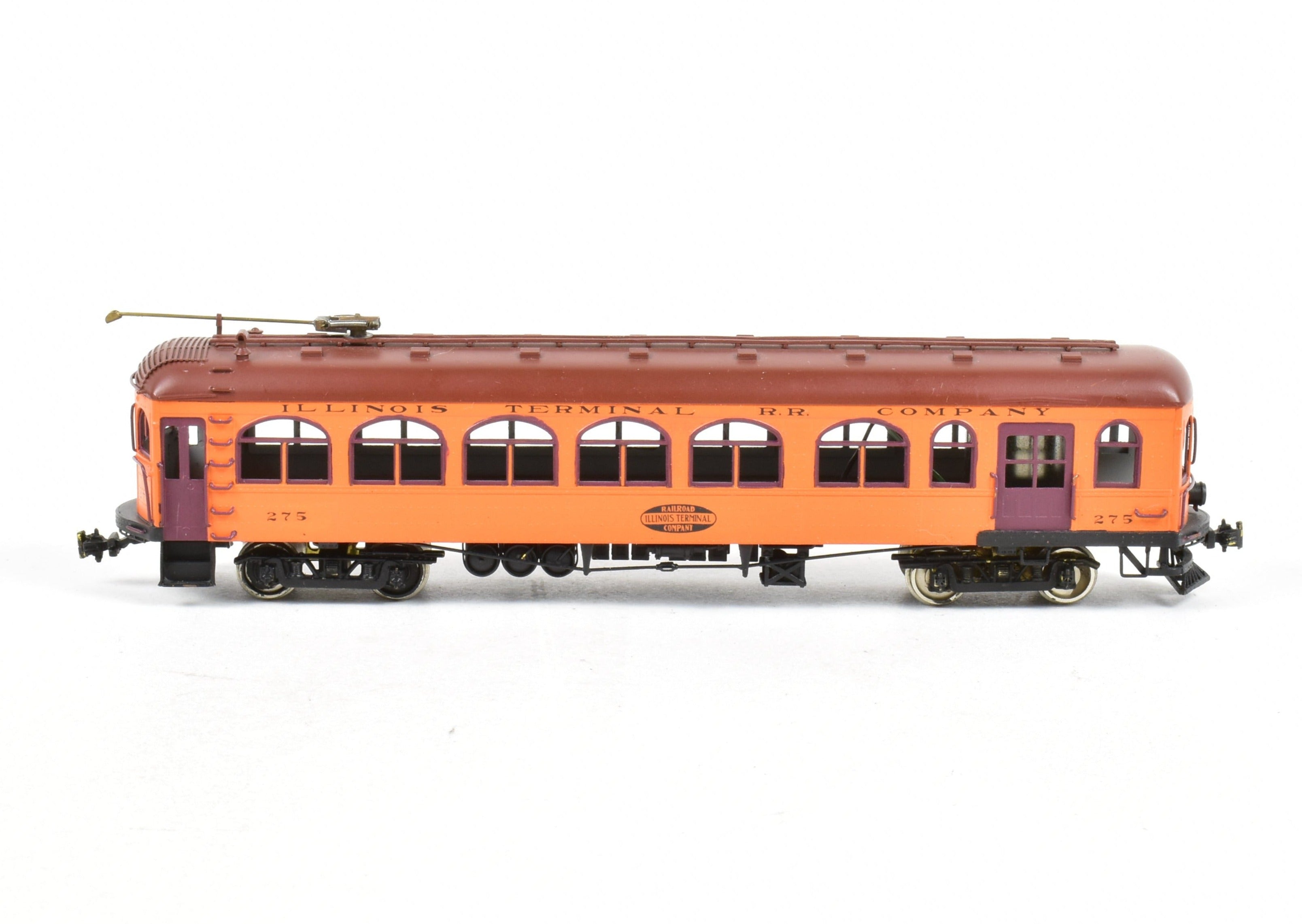 HO Scale Brass Illinois Traction Tangerine Flyer Powered Combine Model #275 by GSB Rail Associates with Custom Painting