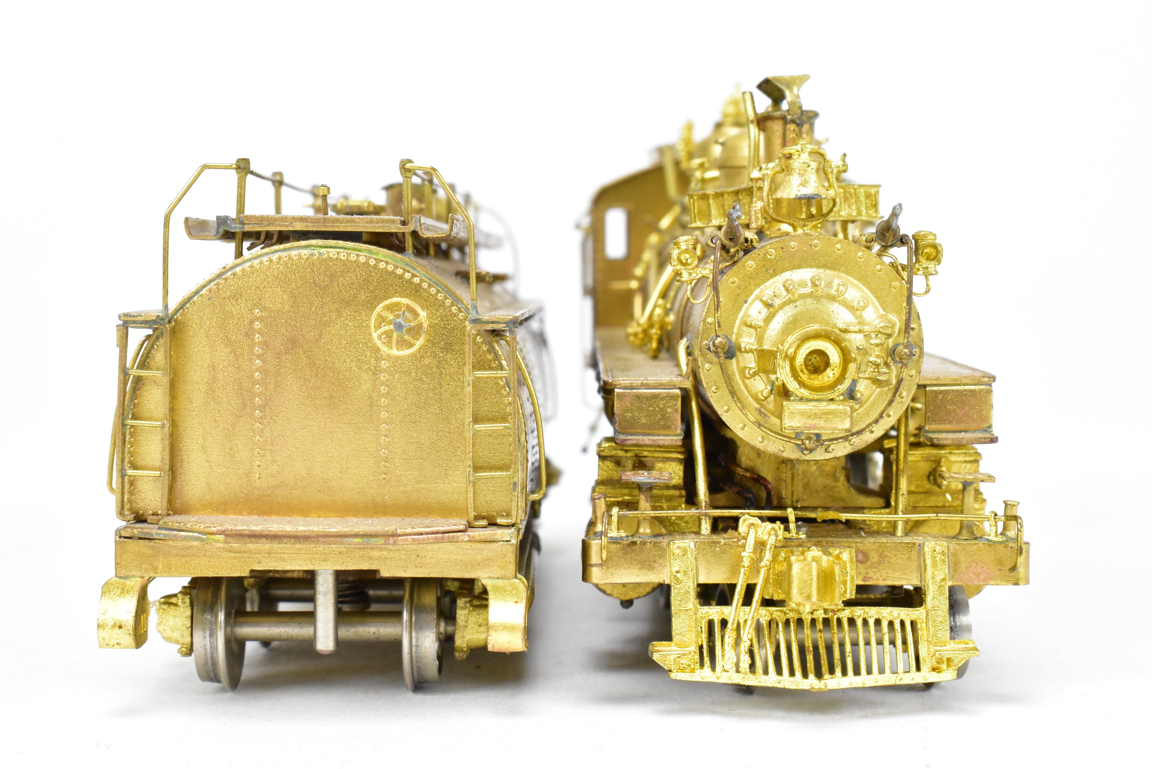 1977 HO Brass Southern Pacific Fire Train Set T-1 4-6-0 with Two Tank Cars, Missing 2 Ladders