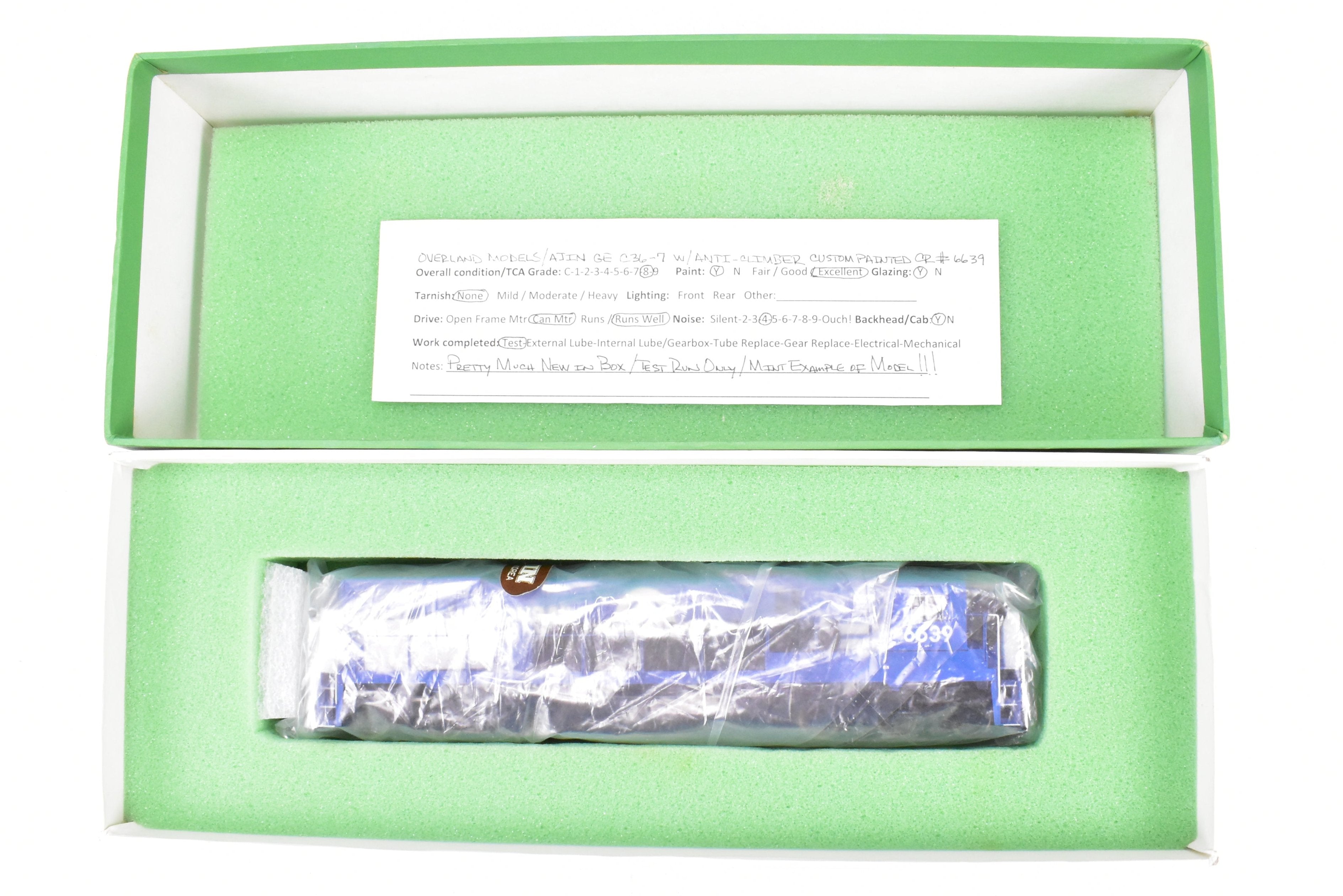 HO Scale Brass Model Train - Overland Models Inc. Conrail GE C36 - 7 Locomotive with Anti - Climber Front Porch, Professionally Painted, Number 6639
