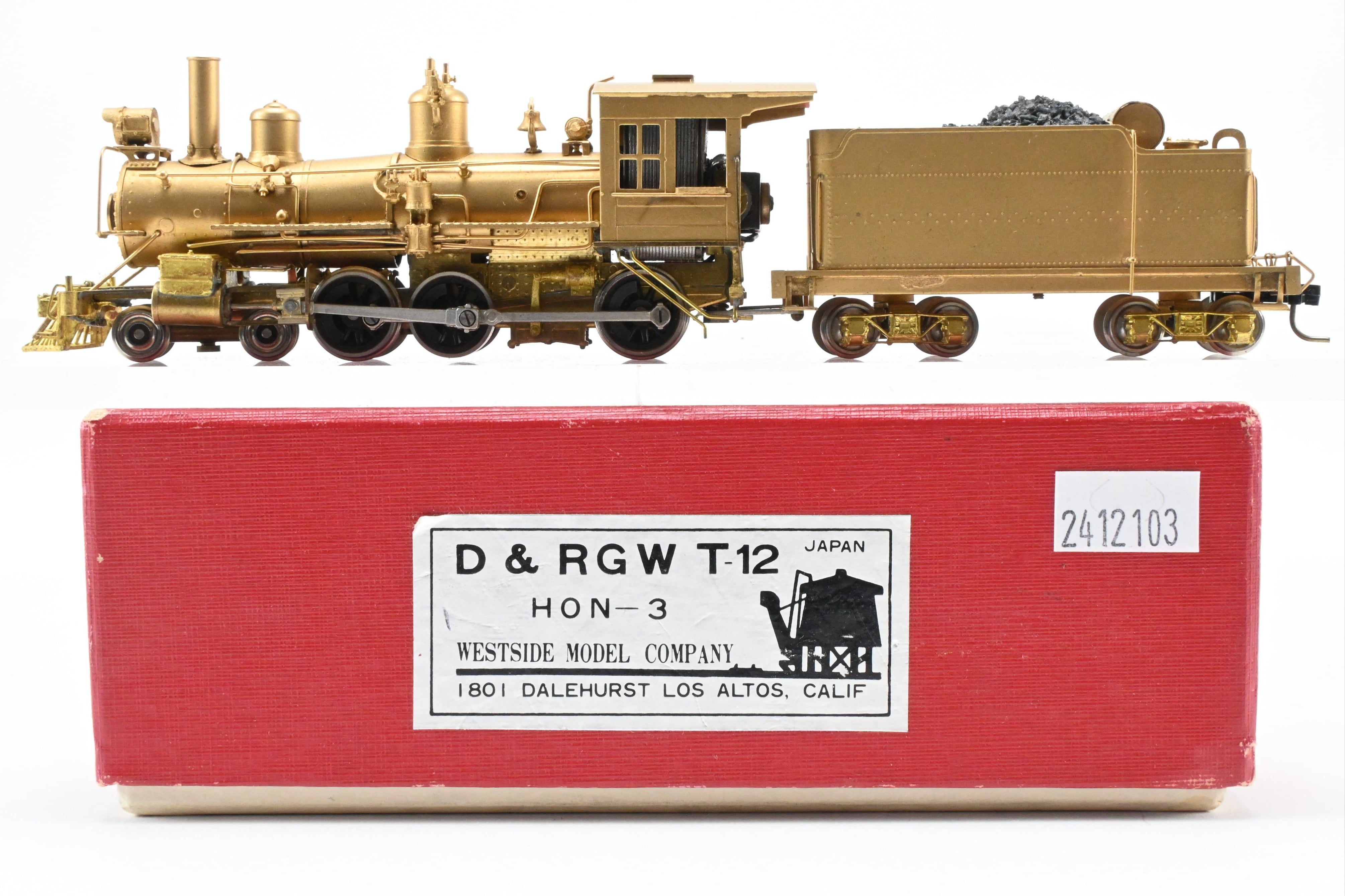 HOn3 Scale Brass Model Train by Westside Model Co. - Denver & Rio Grande Western (D&RGW) T-12 4-6-0 Ten Wheeler Locomotive