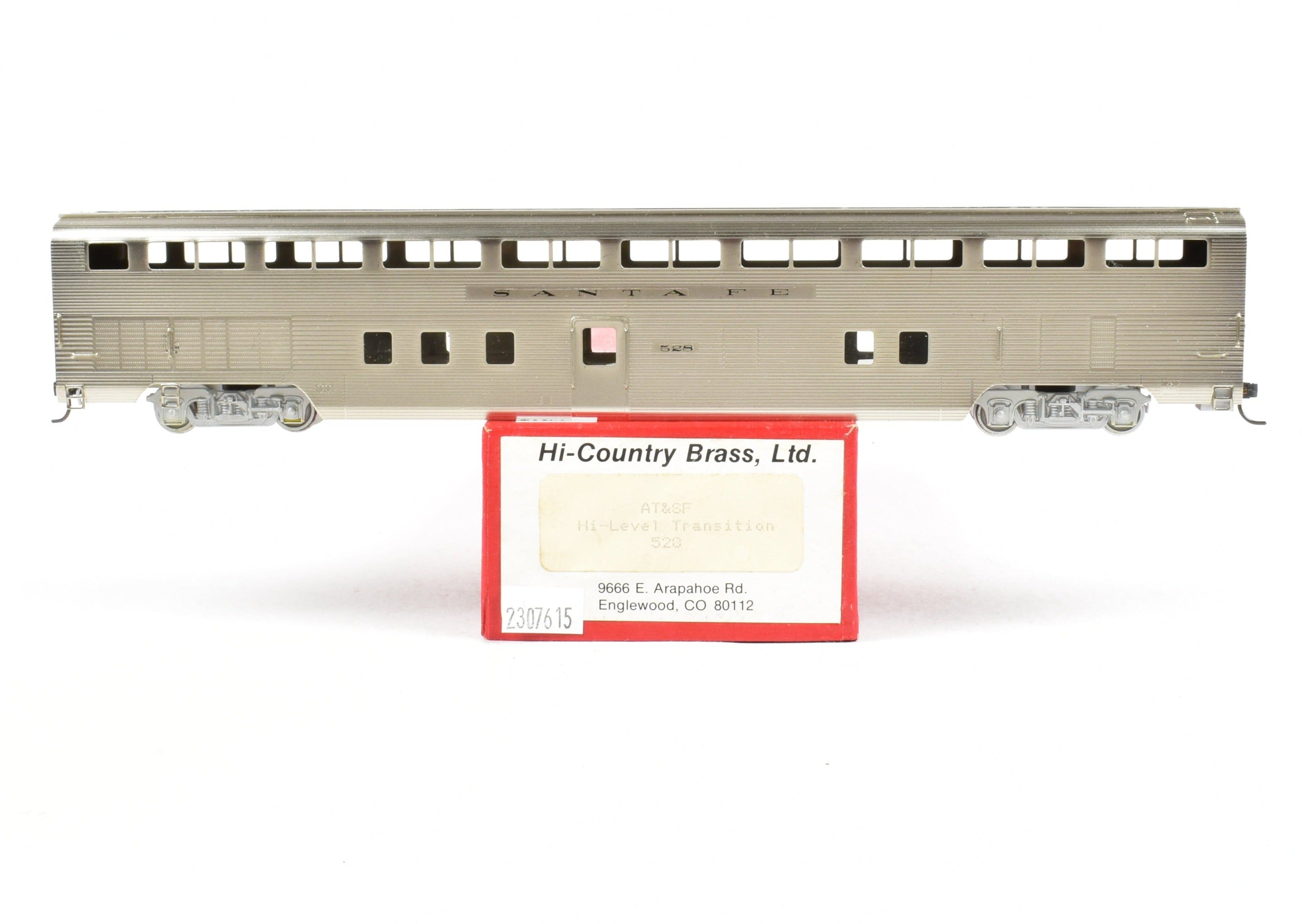 HO Scale Brass Model - Hi - Country Brass ATSF Santa Fe 500 Series High - Level Transition Chair Car Number 528