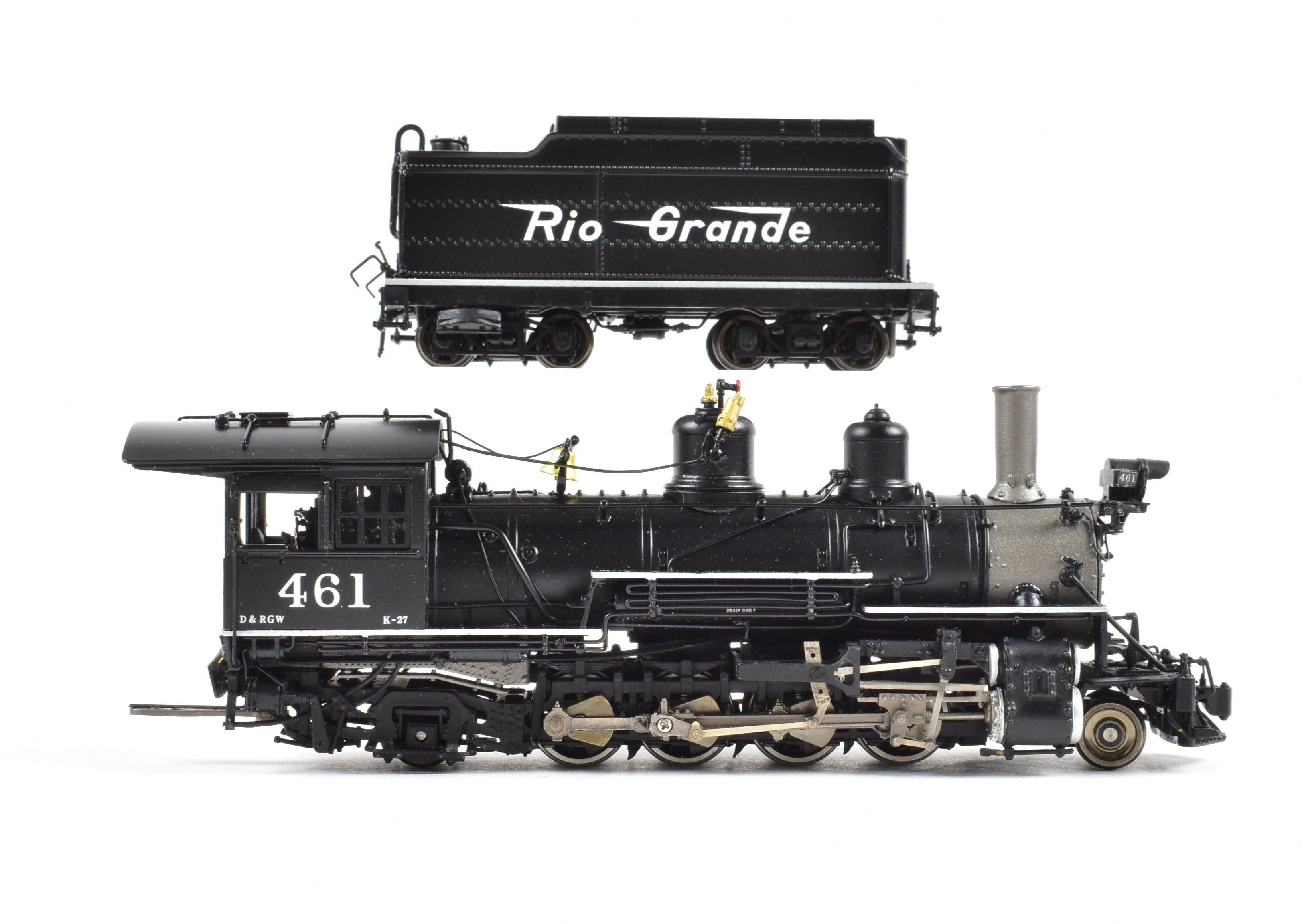 HOn3 Scale Brass Hybrid Model Train - Mountain Model Imports D&RGW (Denver & Rio Grande Western) K - 27 2 - 8 - 2 Locomotive #461 FP