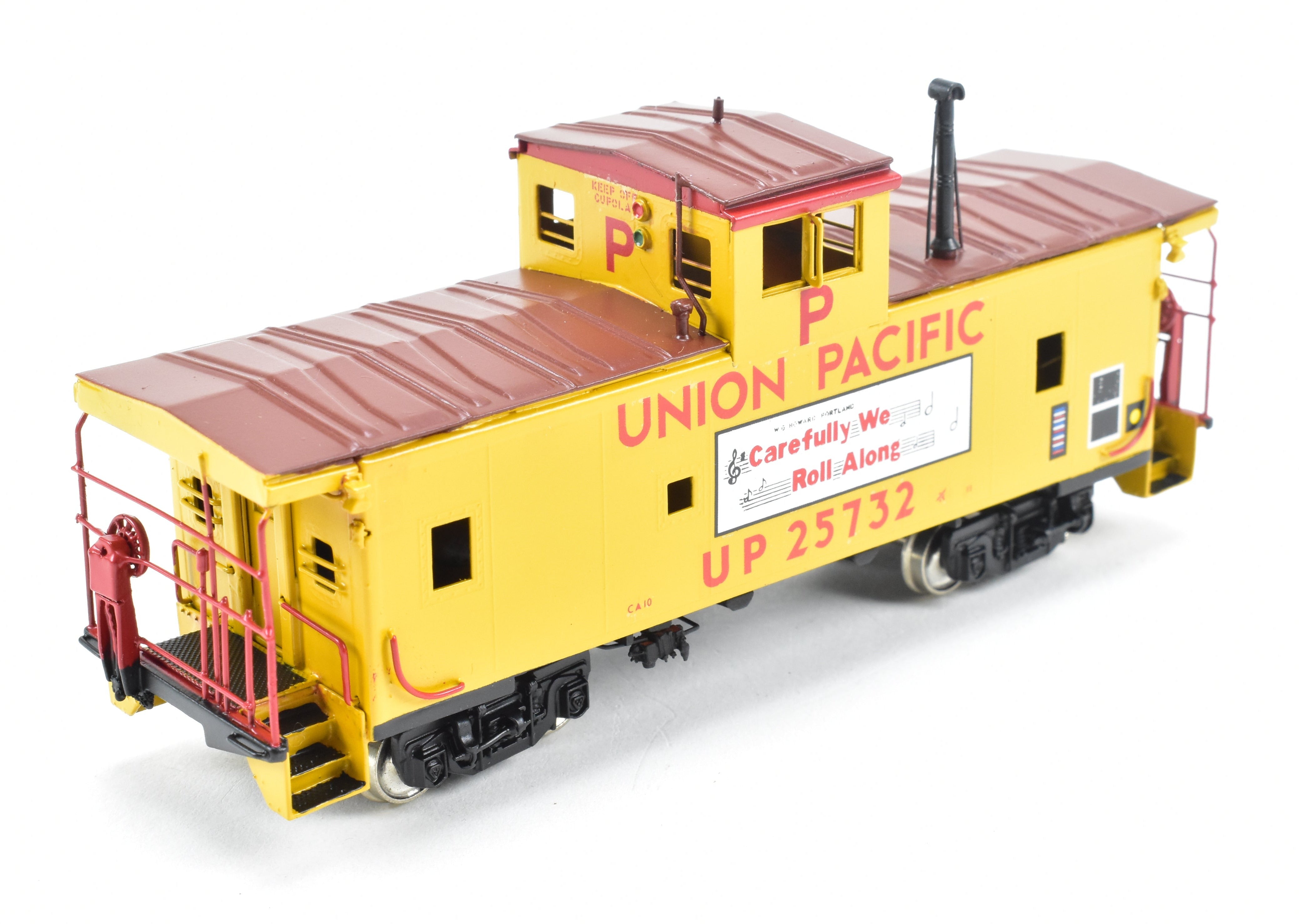 HO Scale Brass Union Pacific CA - 10 Caboose Model by Overland Models, Inc. (OMI) with Custom Paint and Slogan #25732