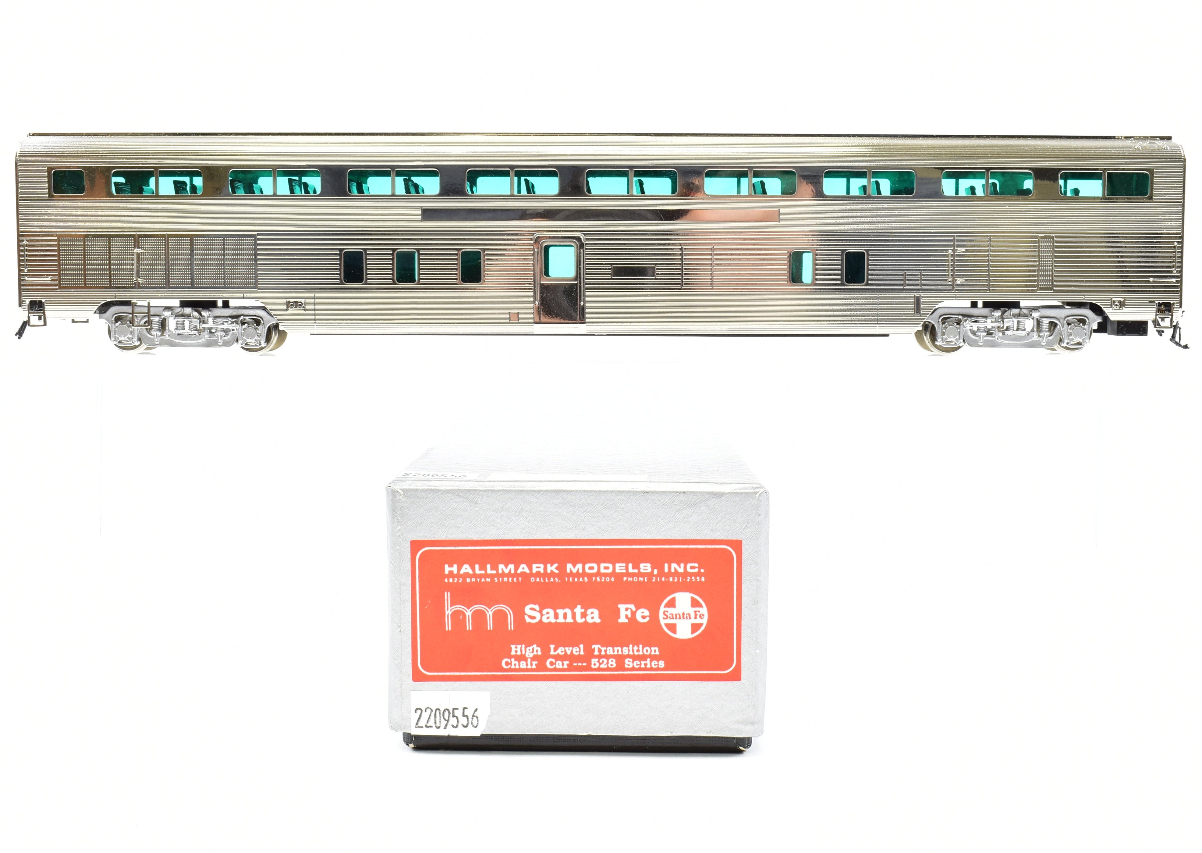 HO Scale Brass Hallmark Models ATSF - Santa Fe High - Level Transition Chair Car of the Super Crown Special Revised Version