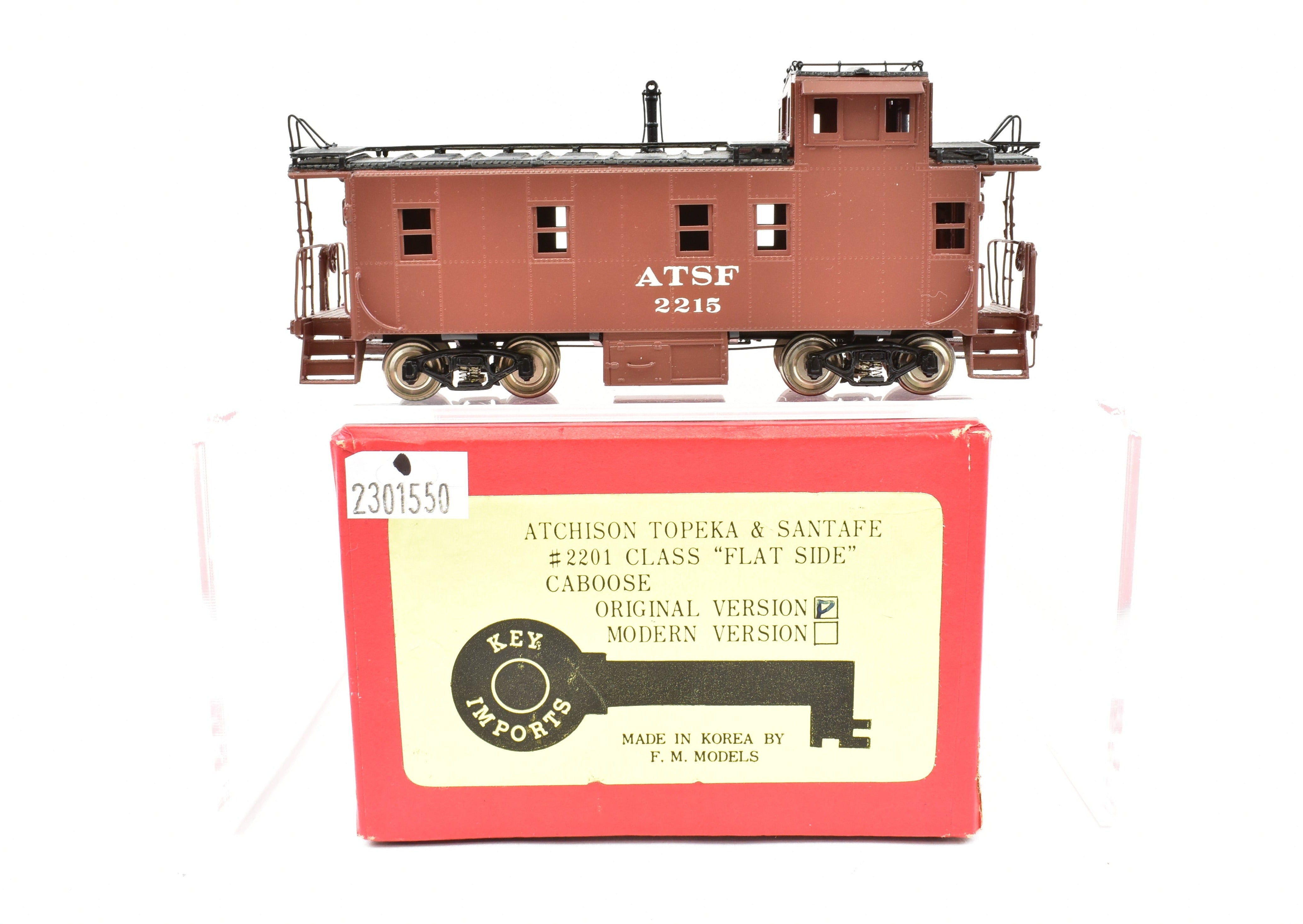 HO Brass ATSF - Santa Fe #2201 Class Flat Side Caboose by Key Imports, Original FP Version