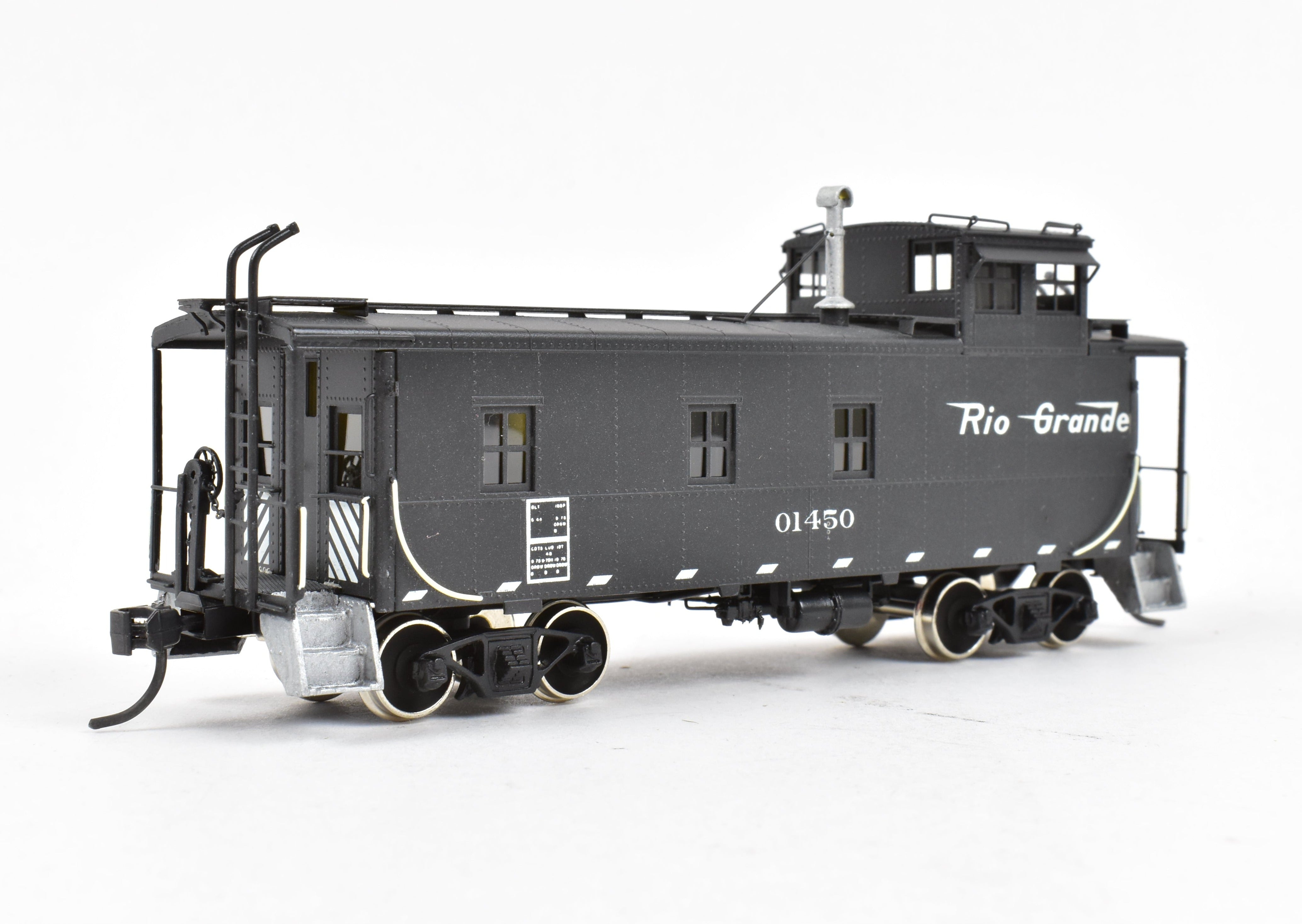 HO Scale Brass Model Train Caboose - Overland Models, Inc. Denver & Rio Grande Western Steel Caboose FP No. 01450