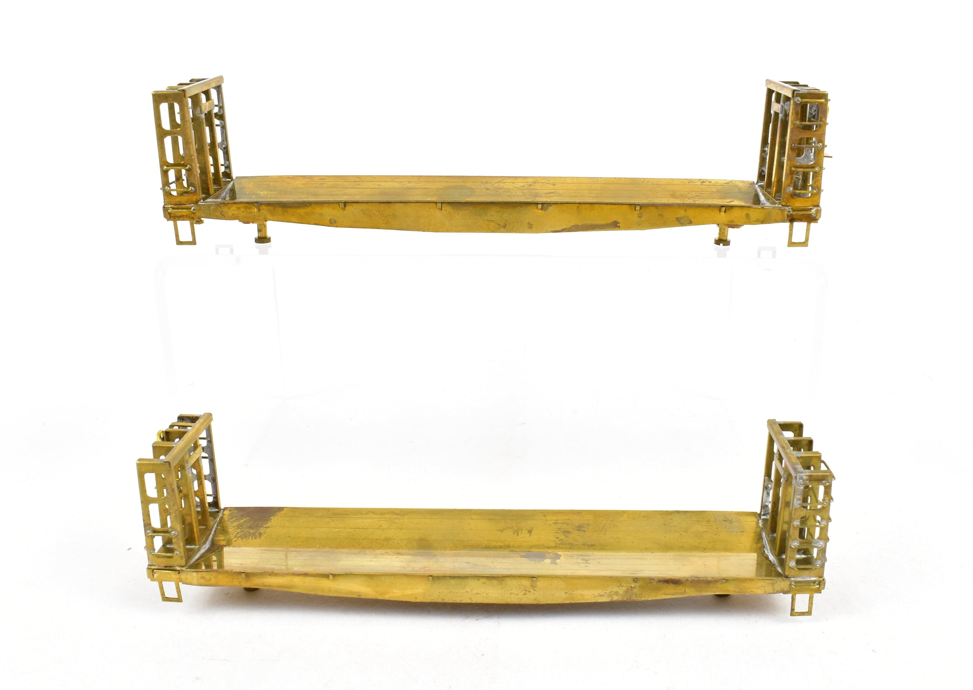 Lot Of 2 HO Brass U.S. Hobbies Beveled Floor Bulkhead Pulpwood Flatcars