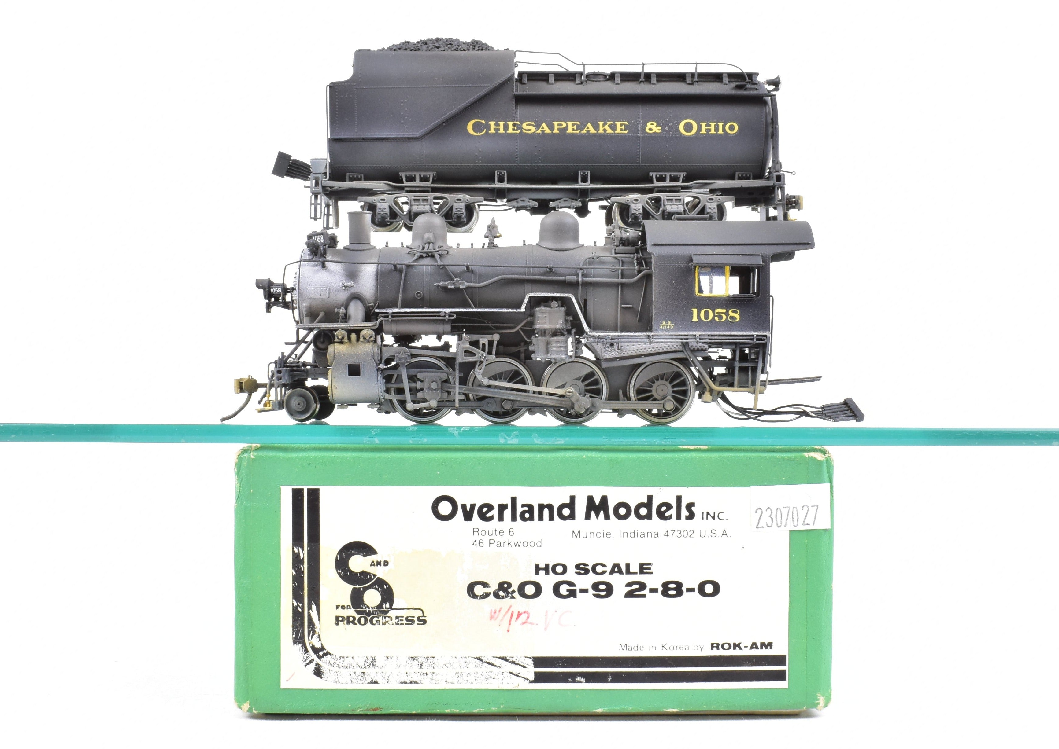 HO Scale Brass Model Train - Overland Models C&O (Chesapeake & Ohio) G - 9 2 - 8 - 0 CP Weathered Locomotive No. 1058 with DCC and Sound Function