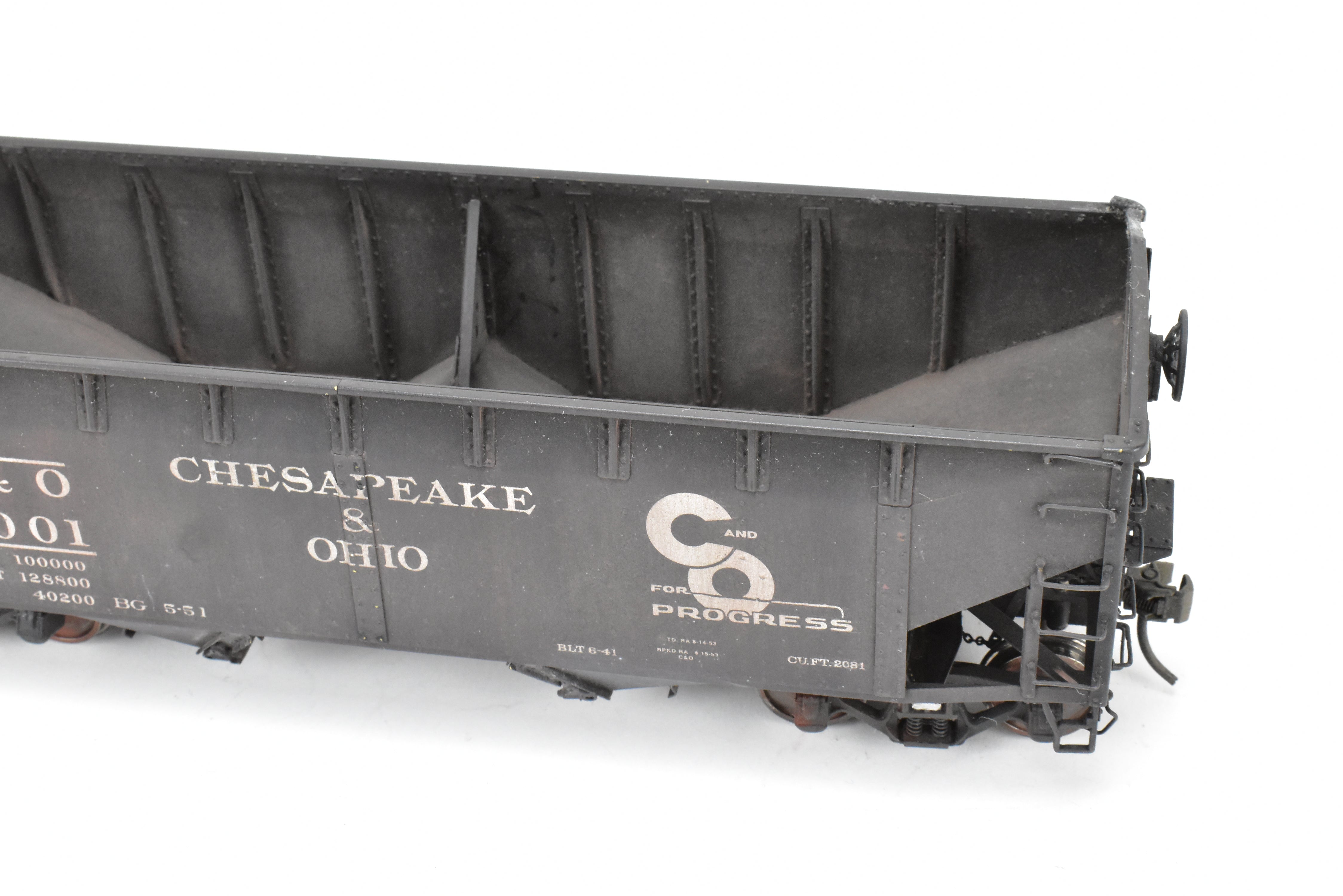O Scale Model Train - Brass US Hobbies Chesapeake & Ohio (C&O) USRA 2 Bay Hopper, Custom Painted with Number 51001, No Original Packaging