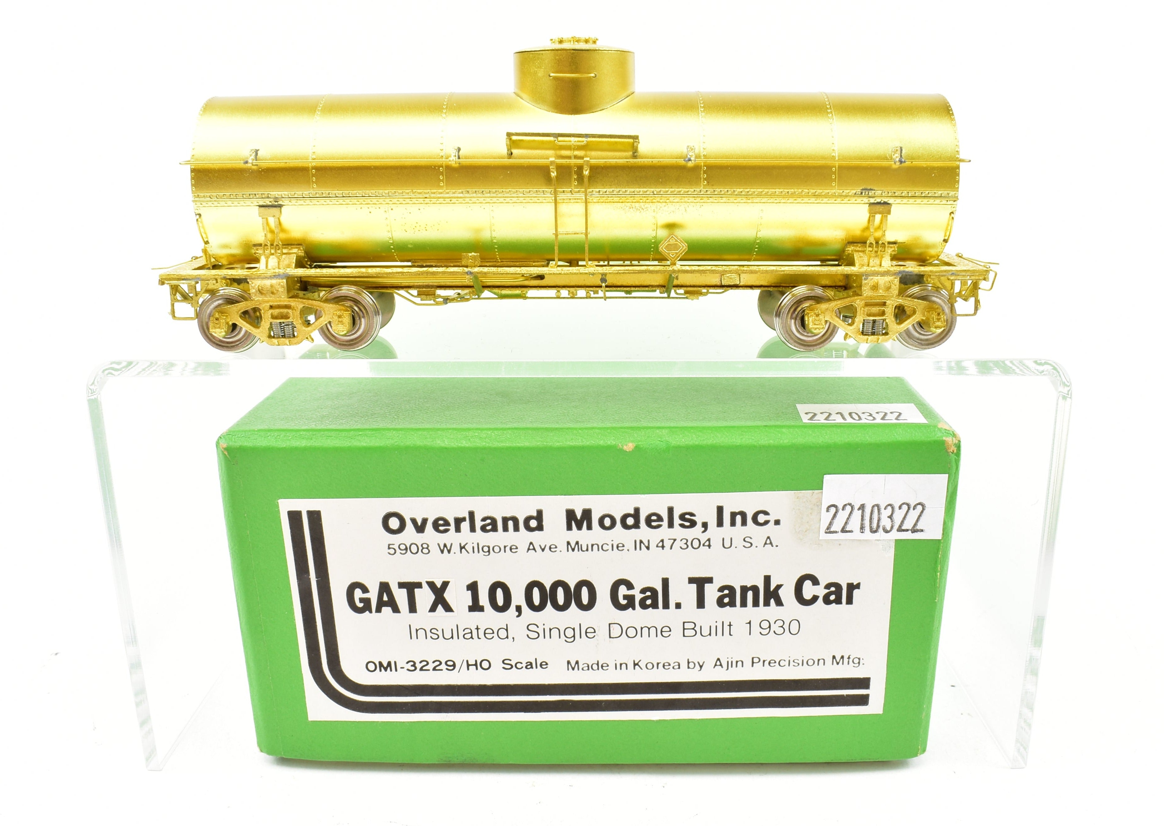 HO Scale Brass Freight Car Model - Overland Models, Inc. Various Roads GATX 10,000 Gallon Insulated Single Dome Tank Car