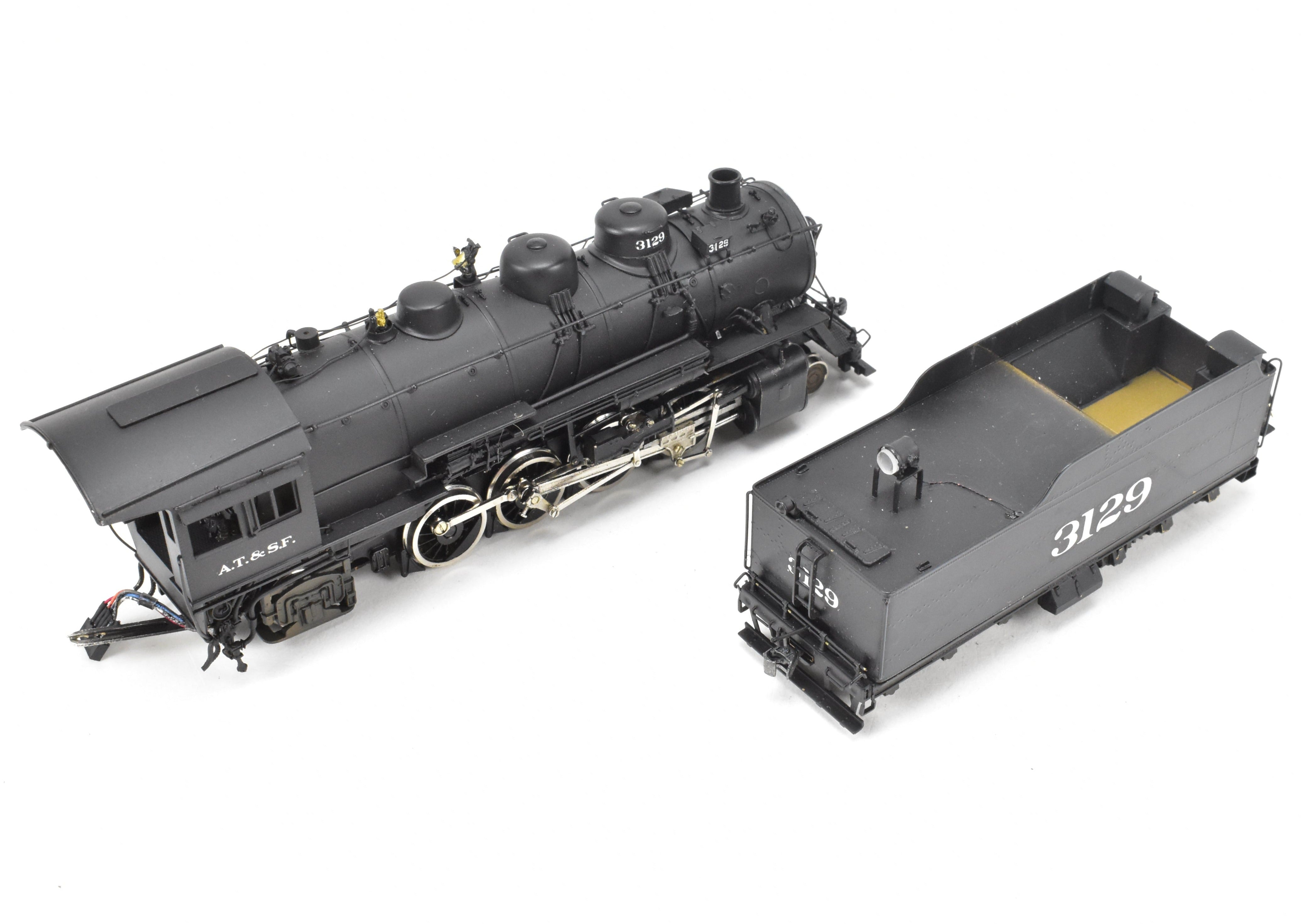 HO Scale Brass Model Train - Hallmark Models ATSF - Santa Fe 3129 Class 2-8-2 Consolidation Locomotive with Pre - installed Digitrax DCC System