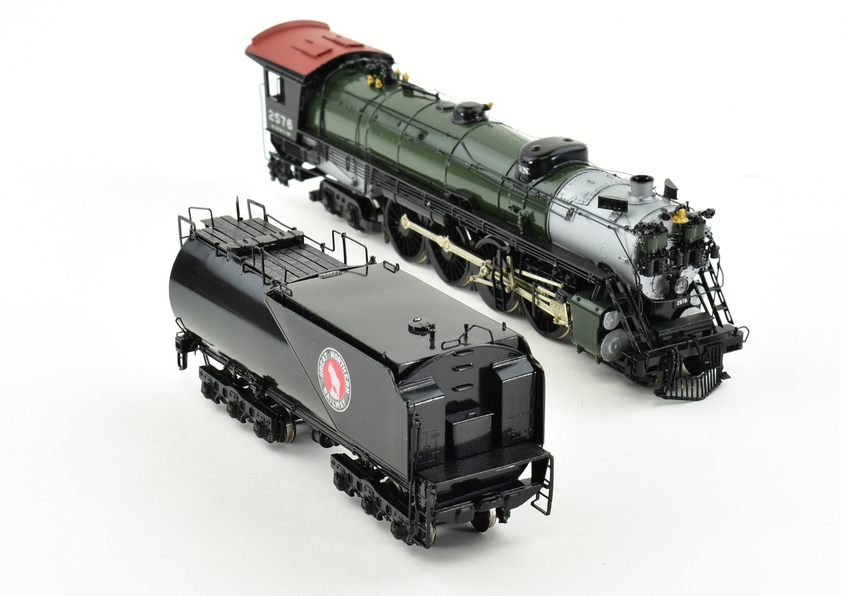 HO Scale Brass Model Train - Great Northern S-2 4-8-4 Professionally Painted in Glacier Park Scheme by Westside Model Co. GN