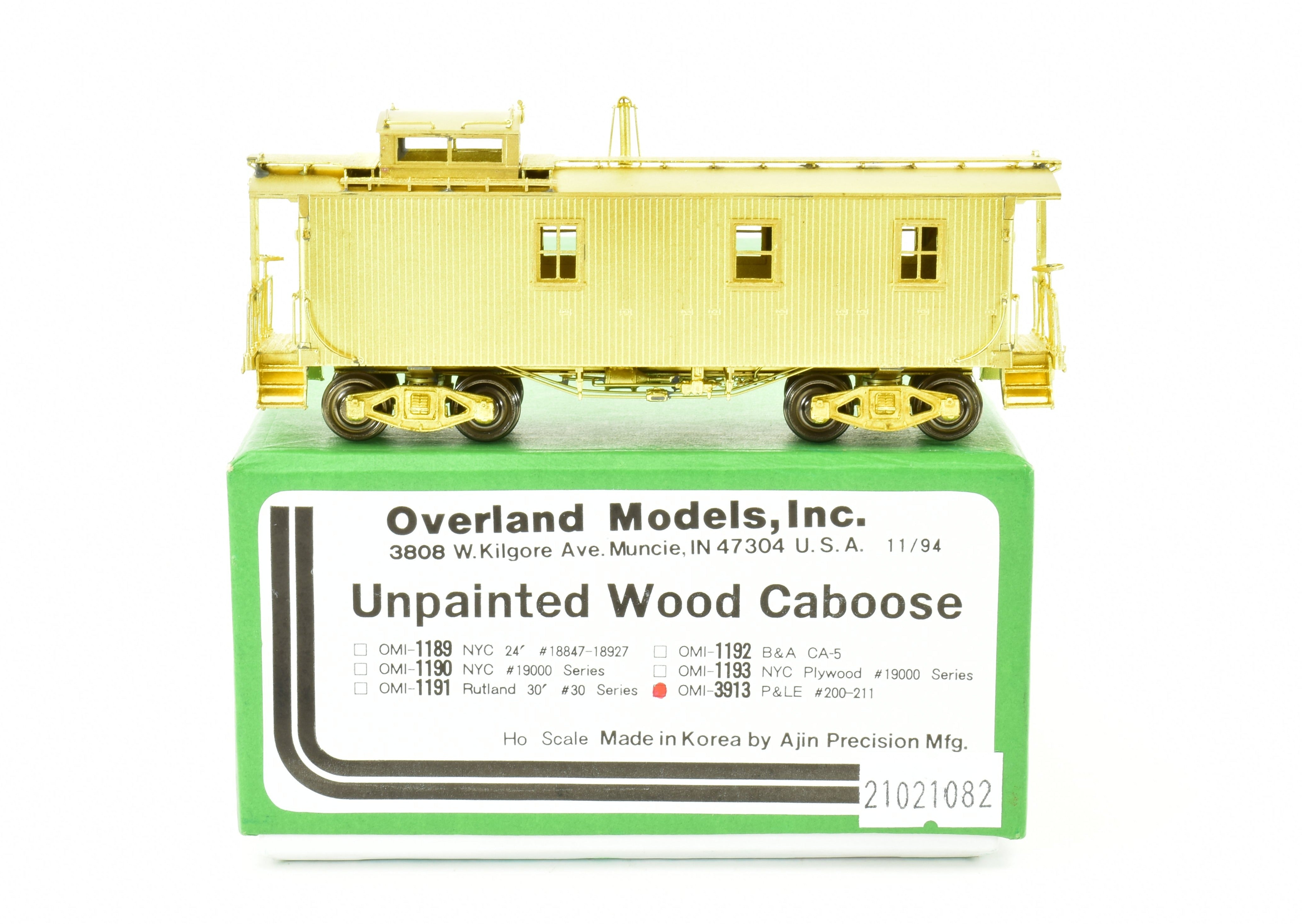 HO Scale Brass OMI - Overland Models, Inc. Pittsburgh & Lake Erie NYC Wood Caboose Model with Spare Parts