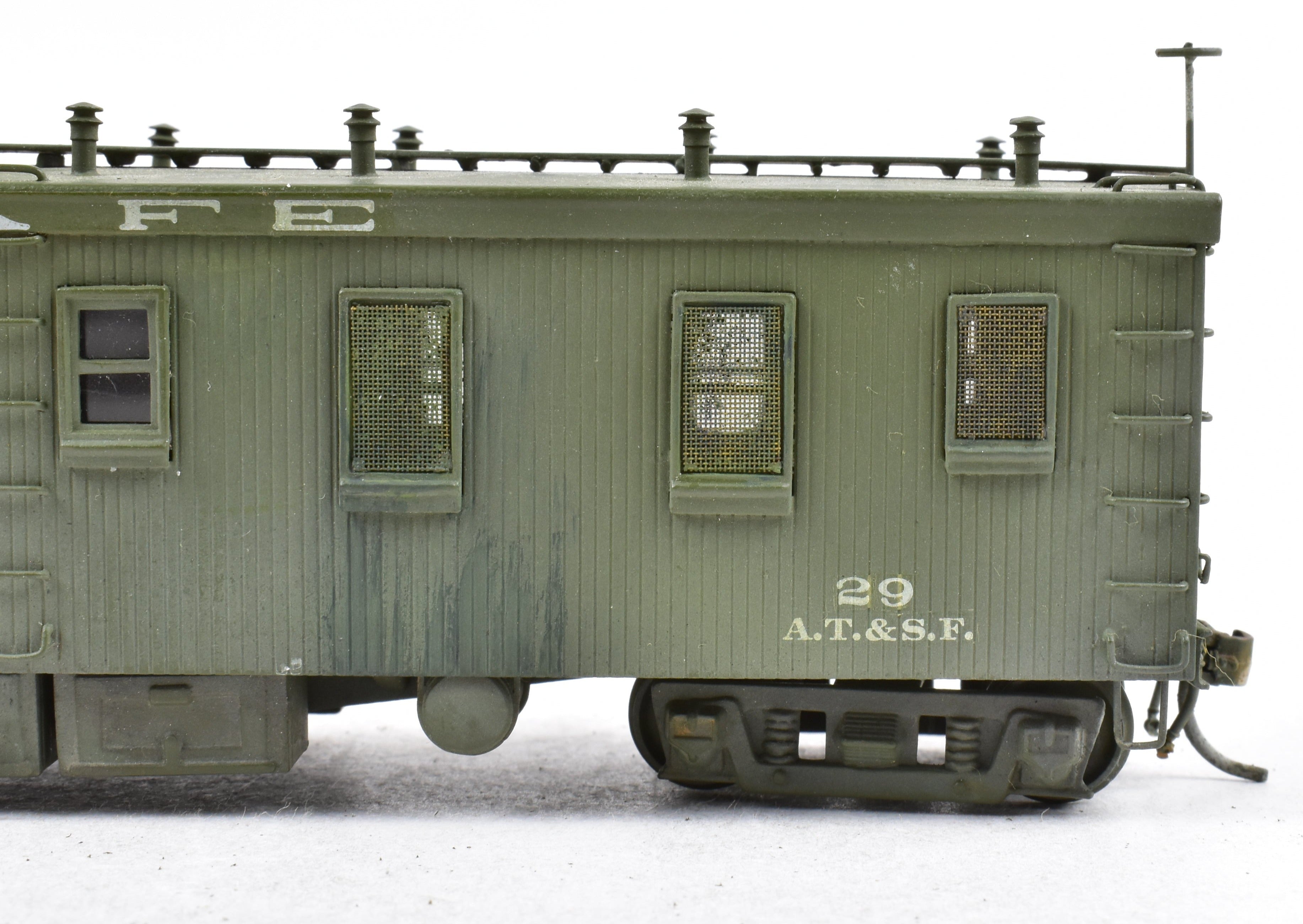 HO Scale Brass Hallmark Models ATSF - Santa Fe Dynamometer Car No. 29, Professionally Custom Painted and Artfully Weathered for Model Train Enthusiasts
